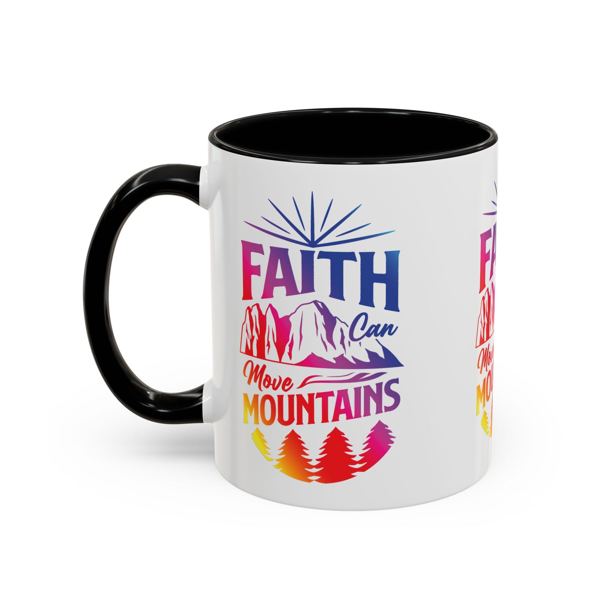 Faith Can Move Mountains Accent Coffee Mug - Inspirational Design
