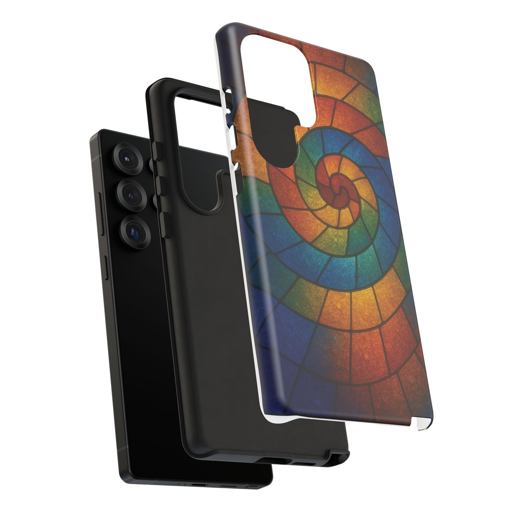 Stained Glass Spiral Colorful Phone Case, Vibrant Tough Phone Protector, Artistic Cell Phone Cover, Trendy Tech Accessories Samsung Galaxy S series and Apple iPhone series