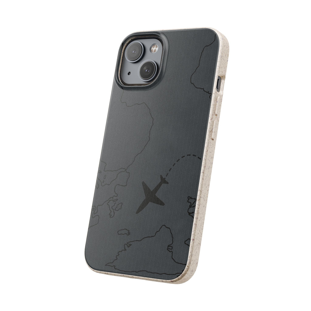 Airplane Map Biodegradable Phone Case, Eco-Friendly Phone Cover, Travel Gift, Sustainable Accessory, Nature Lover Gift