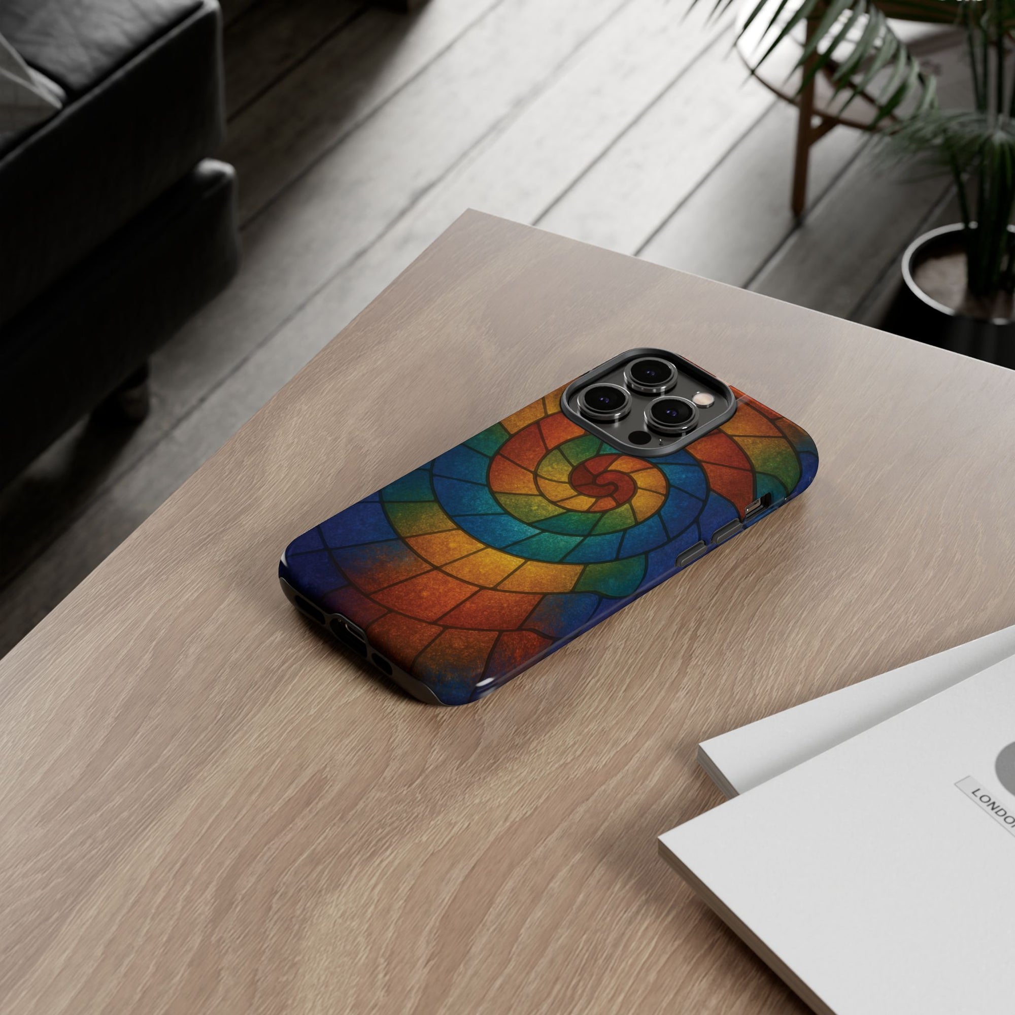 Stained Glass Spiral Colorful Phone Case, Vibrant Tough Phone Protector, Artistic Cell Phone Cover, Trendy Tech Accessories Samsung Galaxy S series and Apple iPhone series