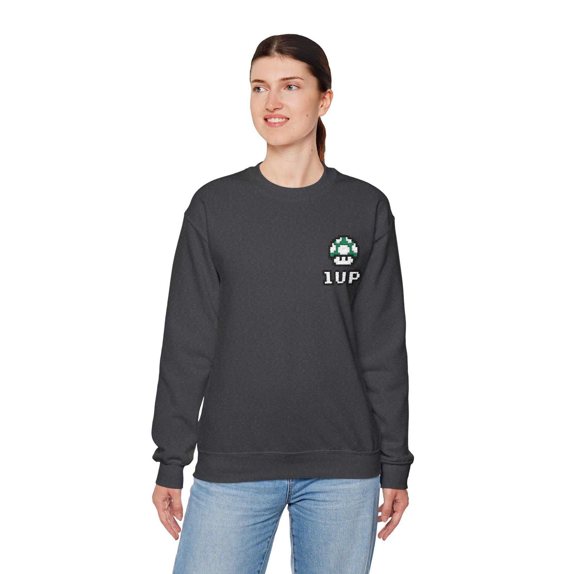 1UP Mushroom - Unisex Heavy Blend™ Crewneck Sweatshirt