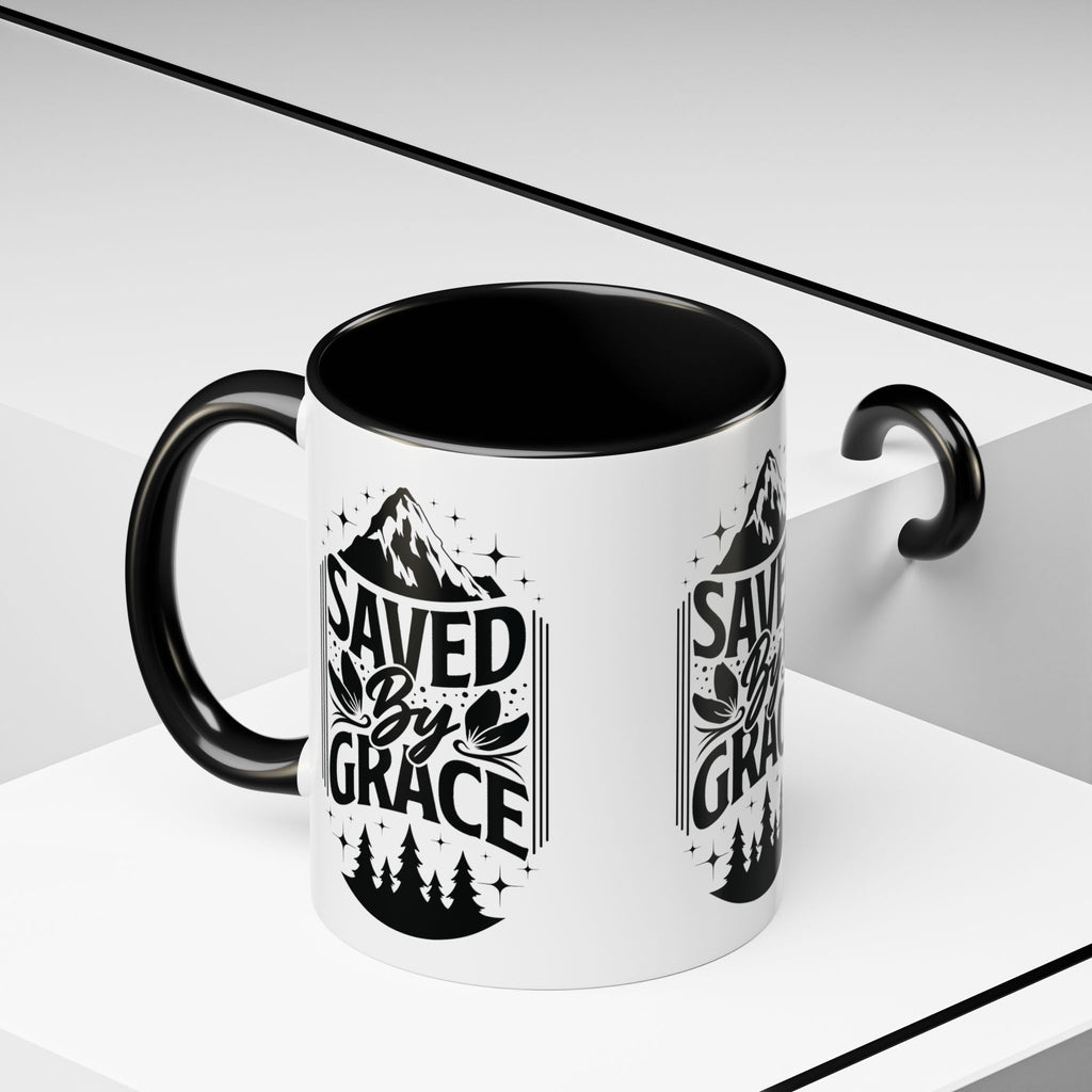 Saved by Grace Accent Coffee Mug - Inspirational Design