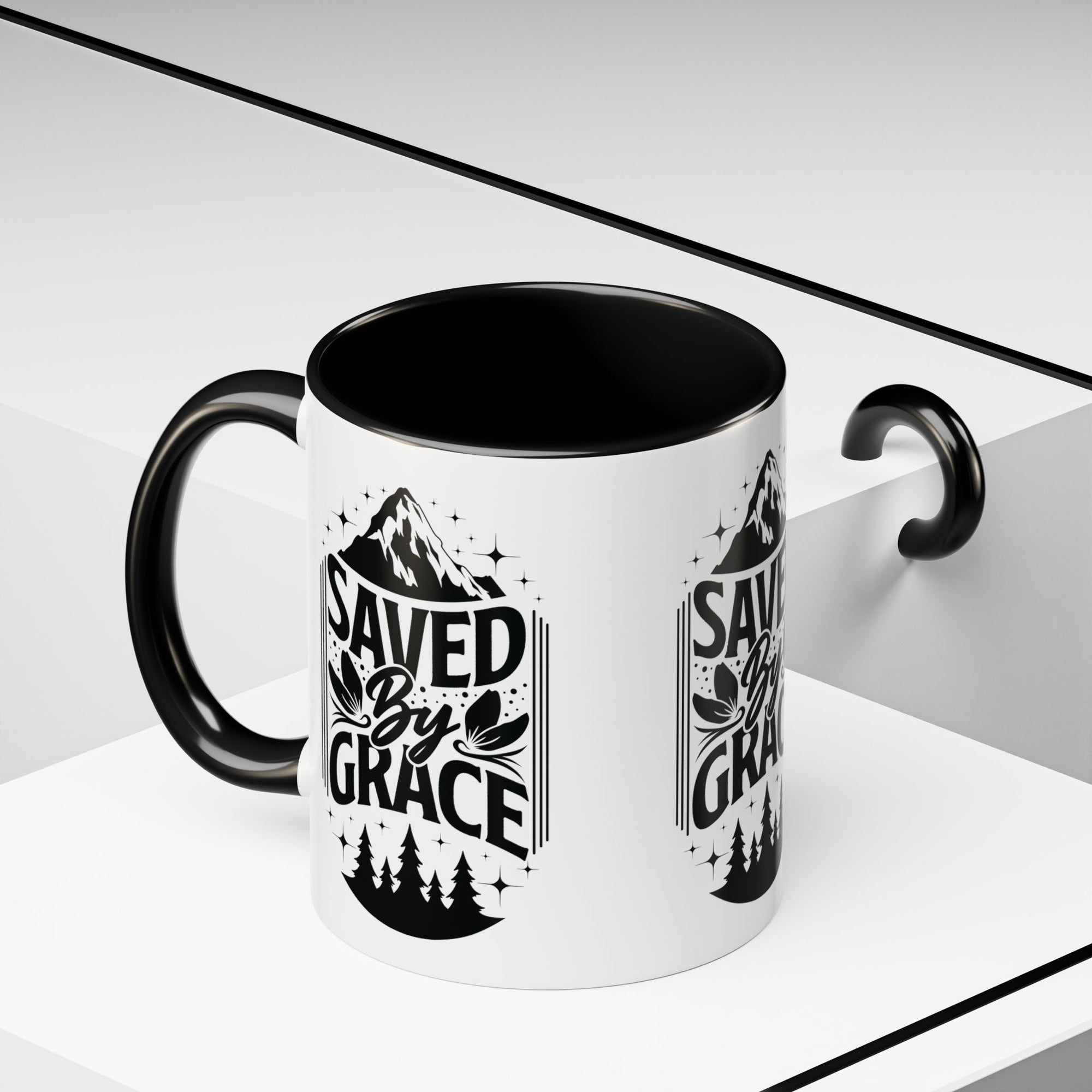 Saved by Grace Accent Coffee Mug - Inspirational Design