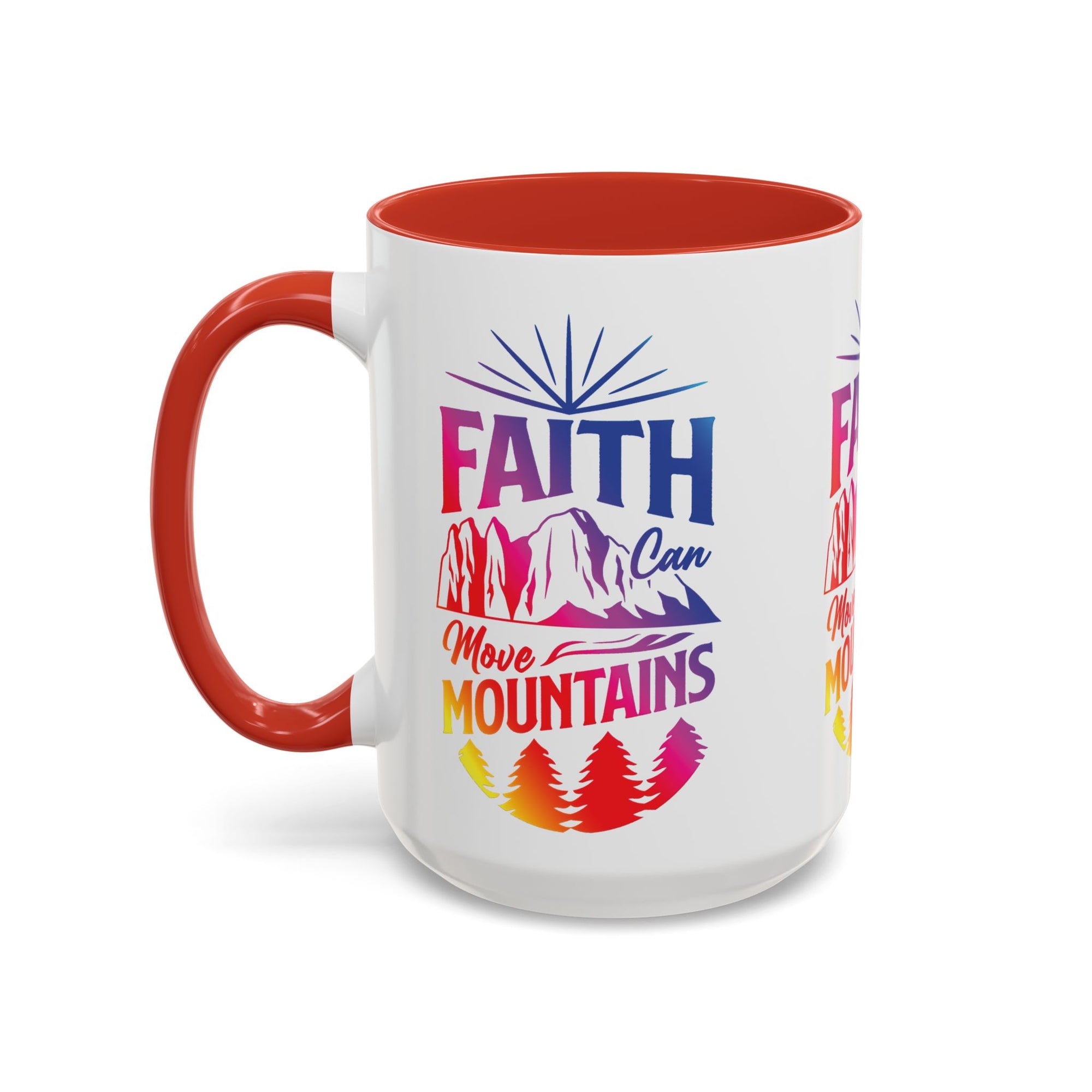 Faith Can Move Mountains Accent Coffee Mug - Inspirational Design