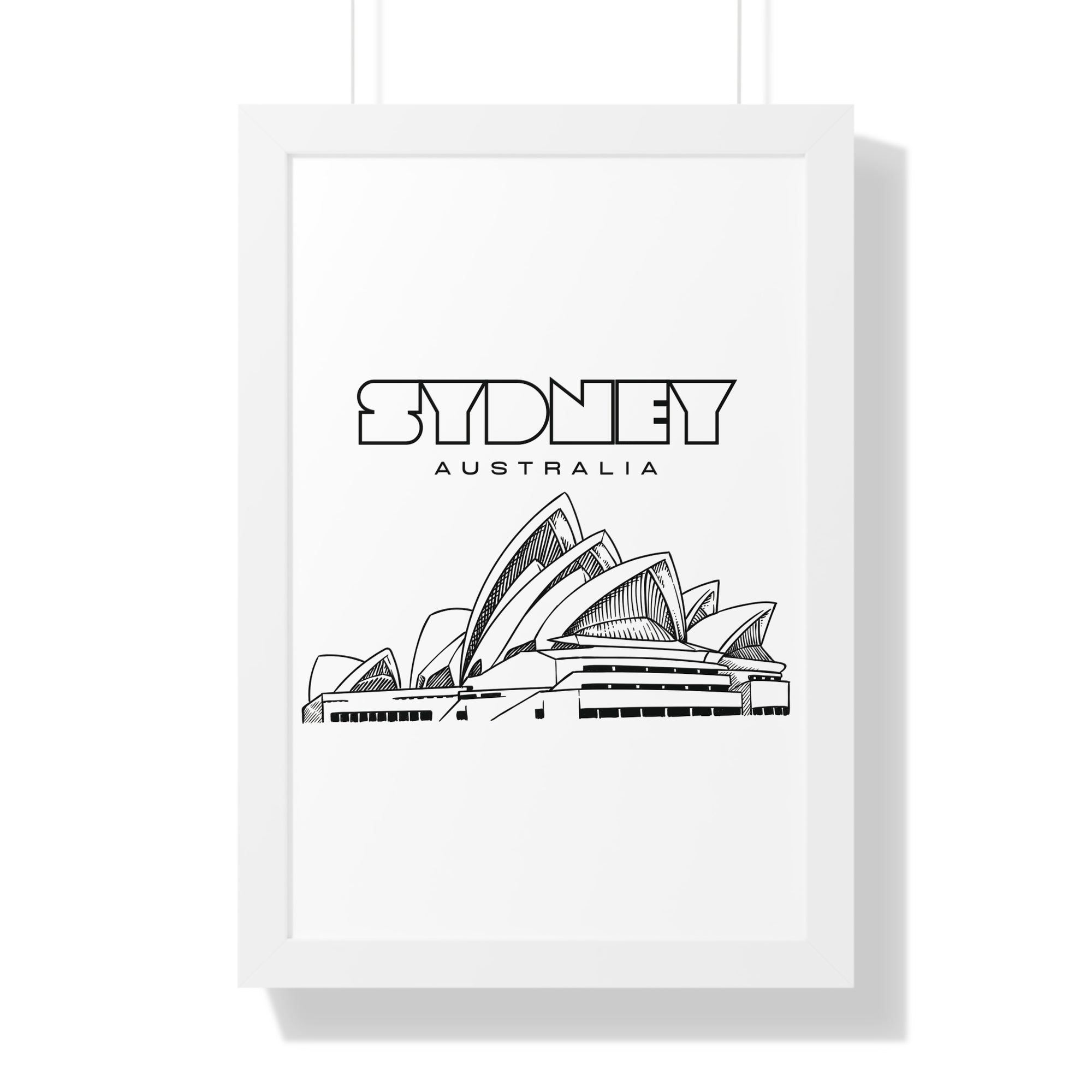 Aesthetic Sydney in White - Framed Vertical Poster