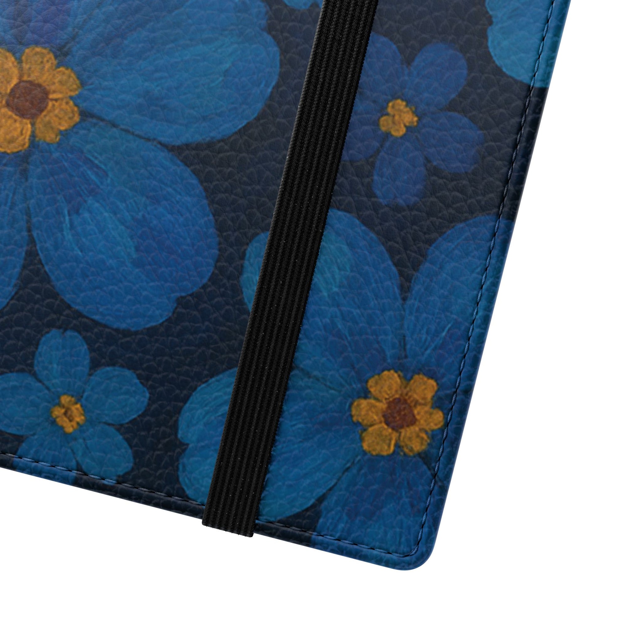 Floral Flip Phone Case - Elegant Blue Flower Design, Phone Accessory, Gift for Her, Trendy Organizer, Birthday, Mother's Day