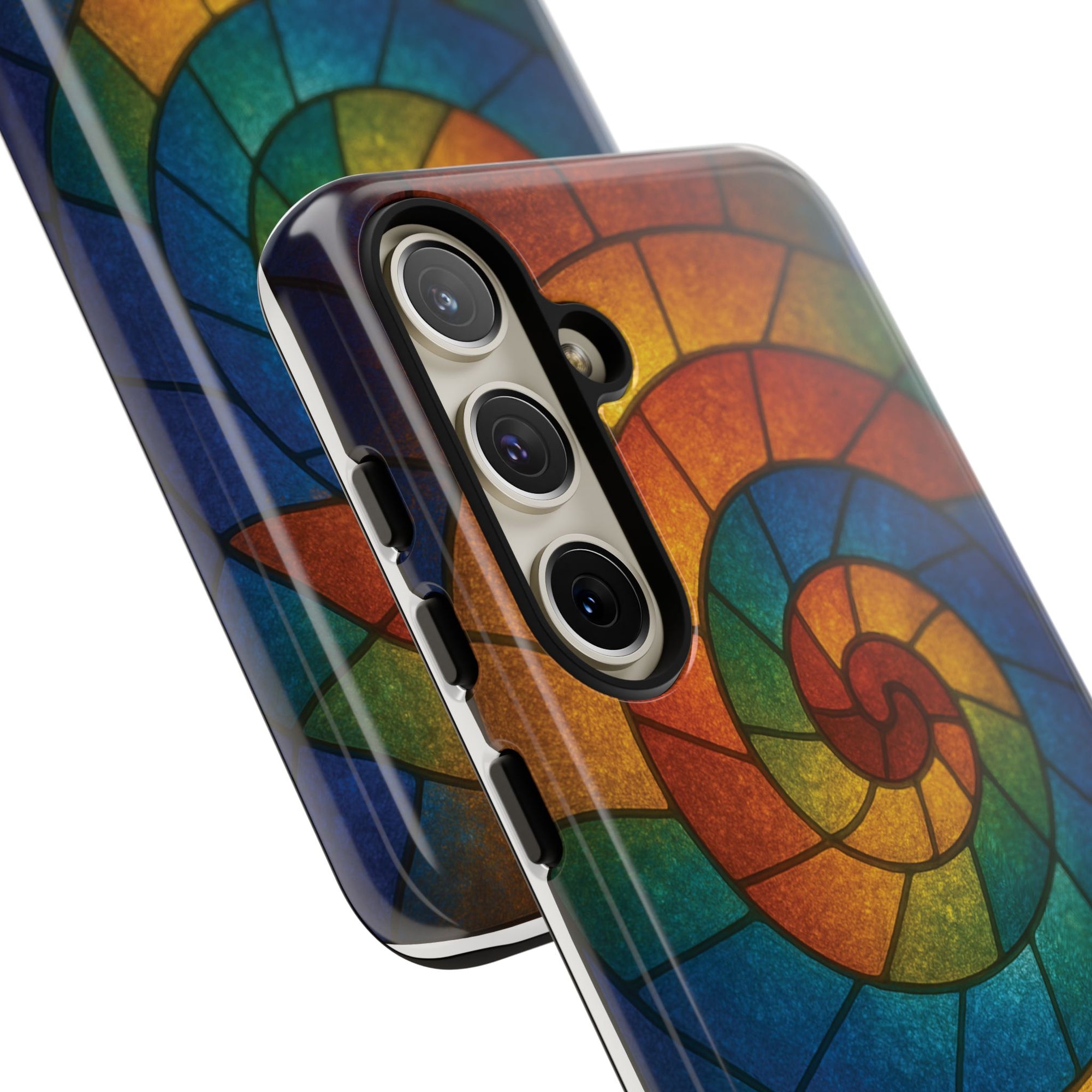 Stained Glass Spiral Colorful Phone Case, Vibrant Tough Phone Protector, Artistic Cell Phone Cover, Trendy Tech Accessories Samsung Galaxy S series and Apple iPhone series