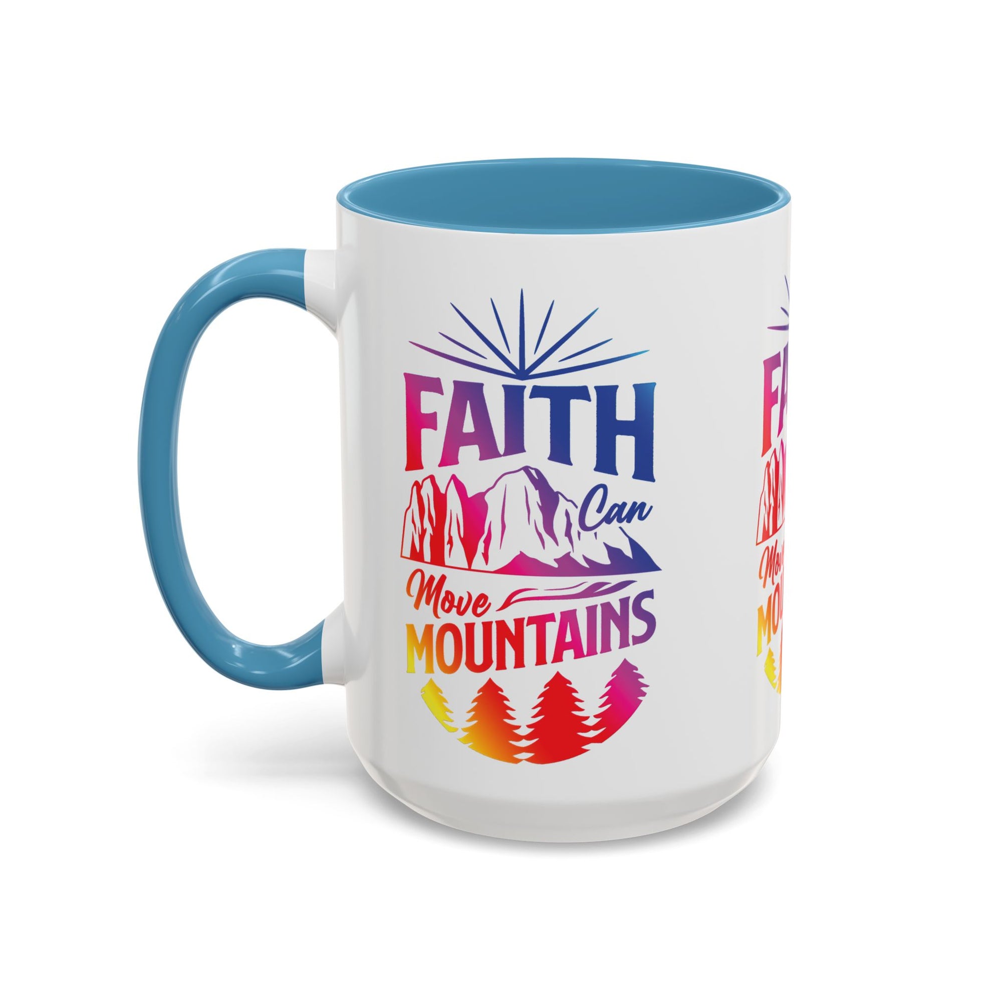 Faith Can Move Mountains Accent Coffee Mug - Inspirational Design
