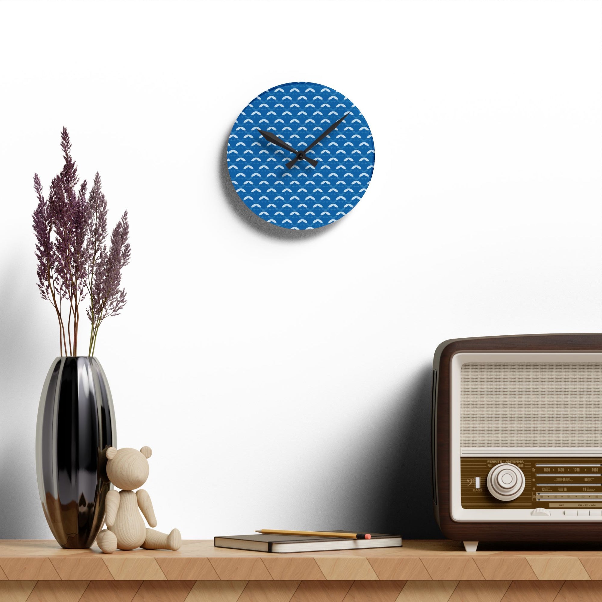 Ocean Waves Acrylic Wall Clock - Modern Coastal Home Decor