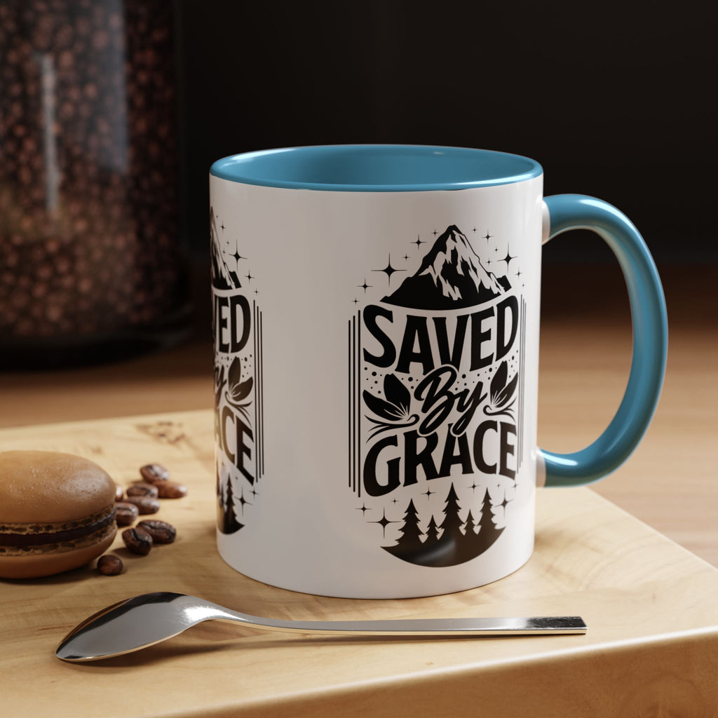 Saved by Grace Accent Coffee Mug - Inspirational Design