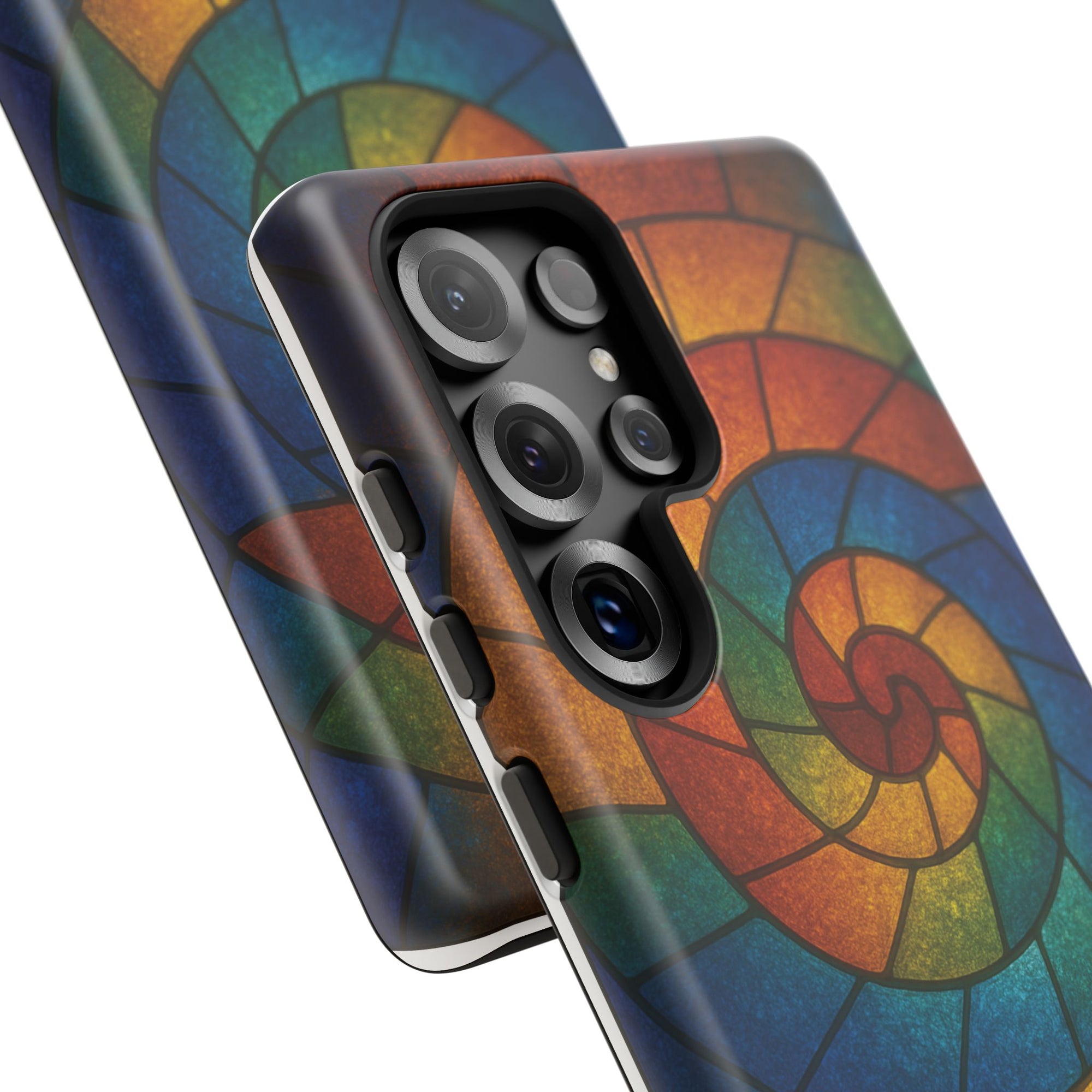 Stained Glass Spiral Colorful Phone Case, Vibrant Tough Phone Protector, Artistic Cell Phone Cover, Trendy Tech Accessories Samsung Galaxy S series and Apple iPhone series