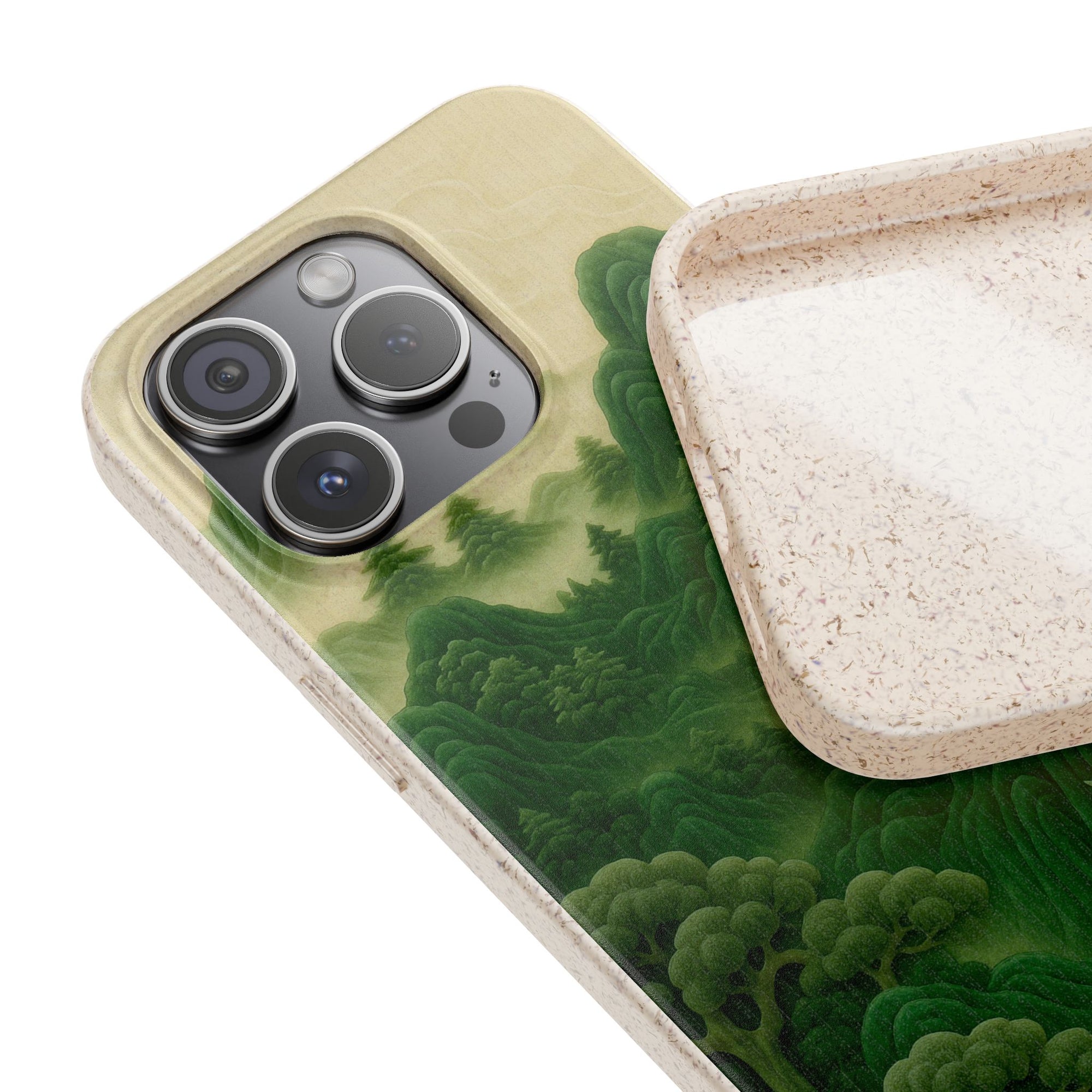 Eco-Friendly Biodegradable Phone Cases with Serene Mountain Landscape Design, Sustainable Gift, Nature Lover Accessory, Green Phone Cover,
