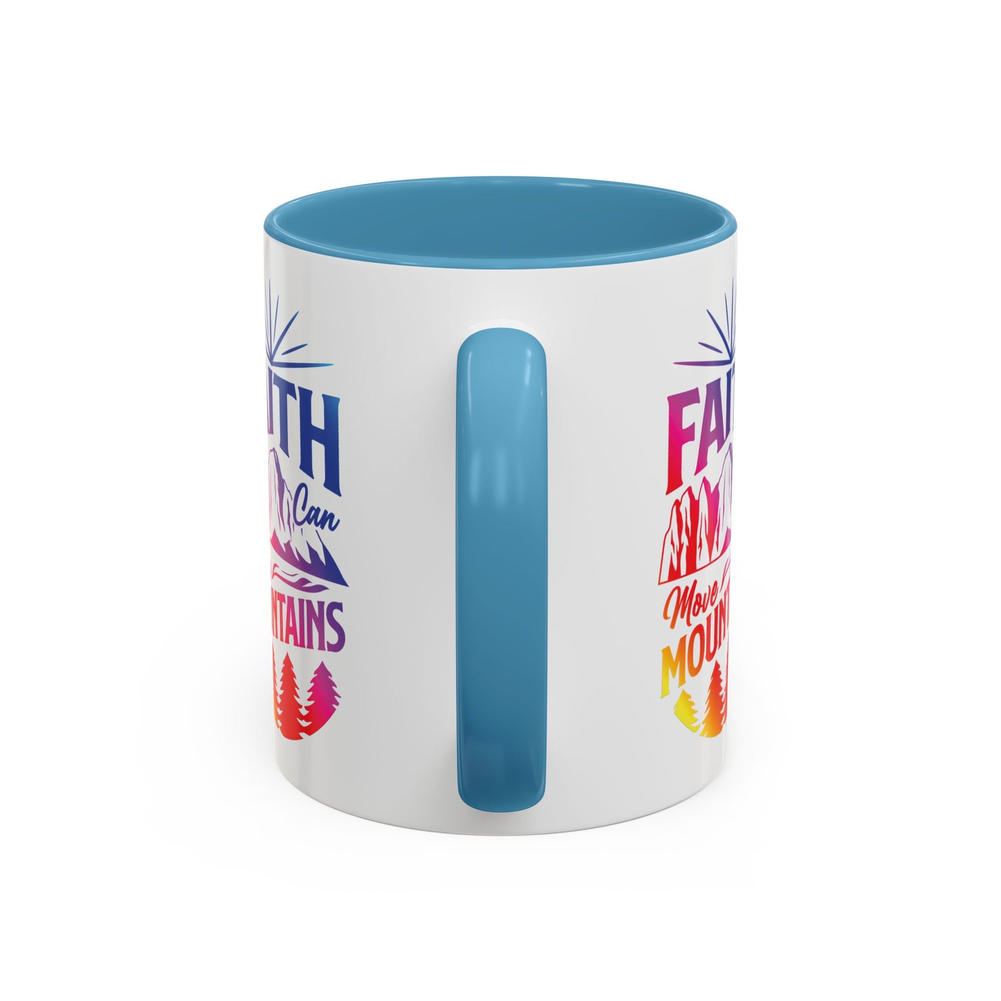 Faith Can Move Mountains Accent Coffee Mug - Inspirational Design
