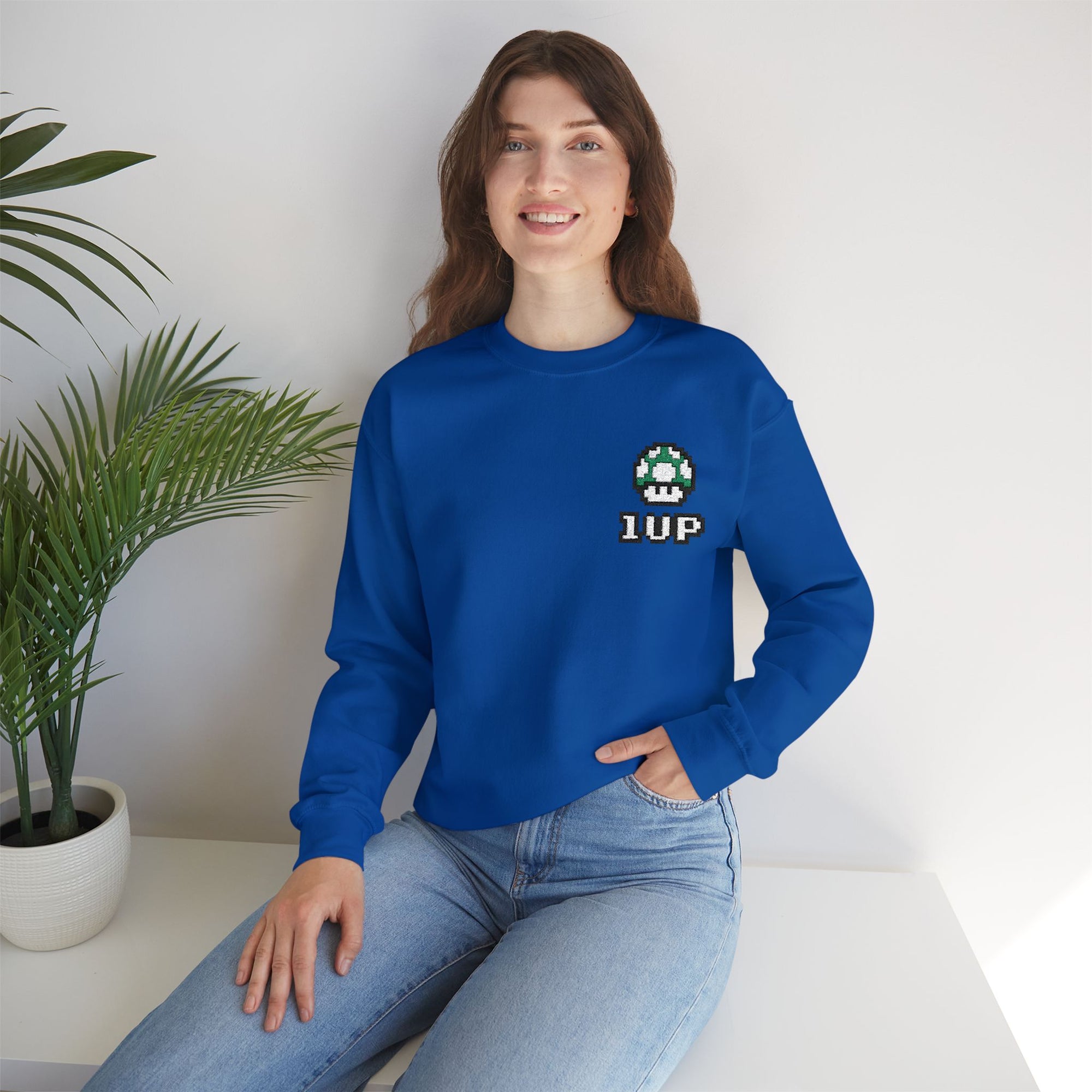 1UP Mushroom - Unisex Heavy Blend™ Crewneck Sweatshirt