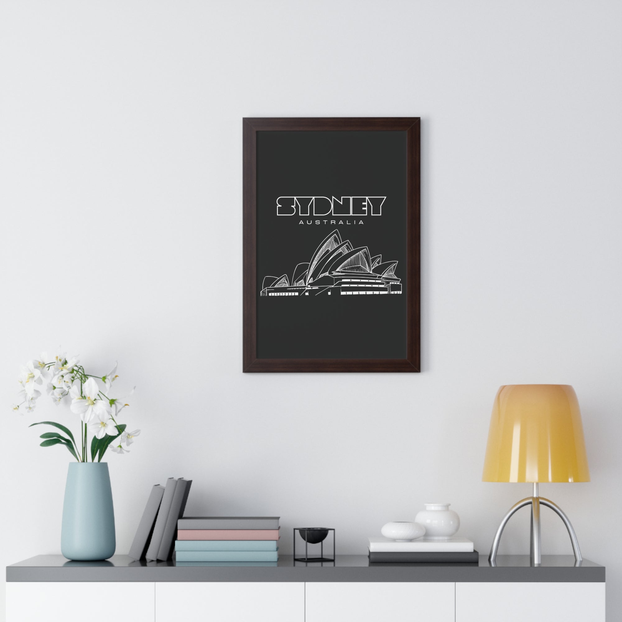 Aesthetic Sydney in Black - Framed Vertical Poster