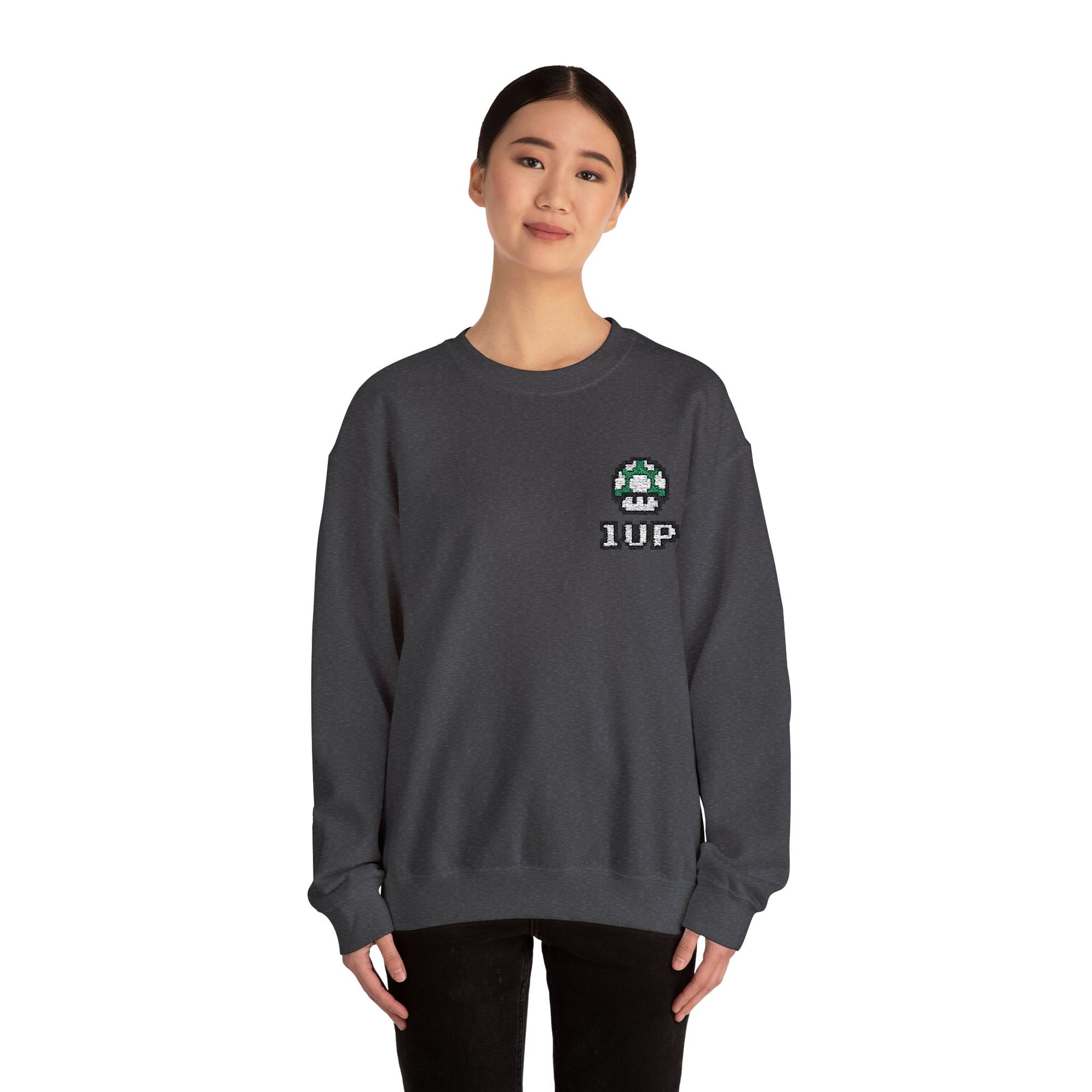 1UP Mushroom - Unisex Heavy Blend™ Crewneck Sweatshirt