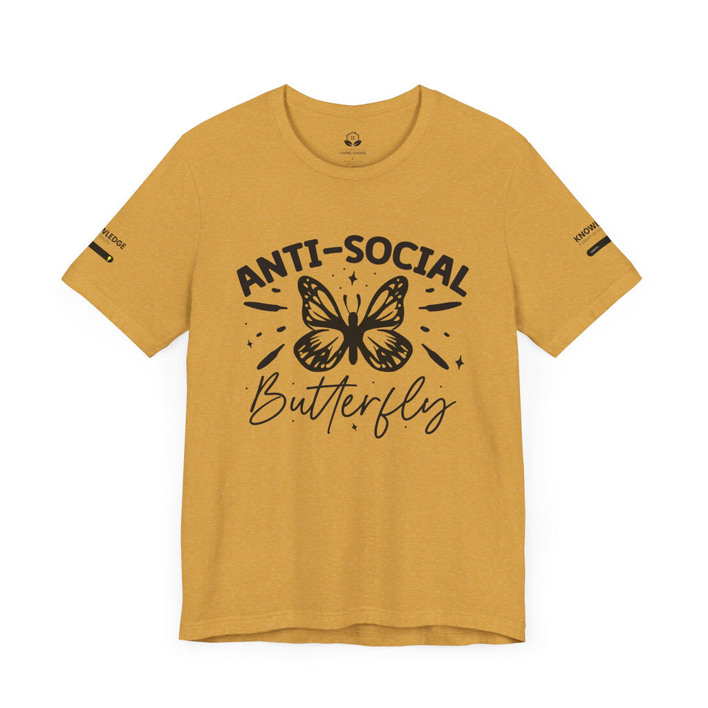 Unisex Jersey Tee with 'Anti-Social Butterfly' Quote - Perfect for Everyday Wear