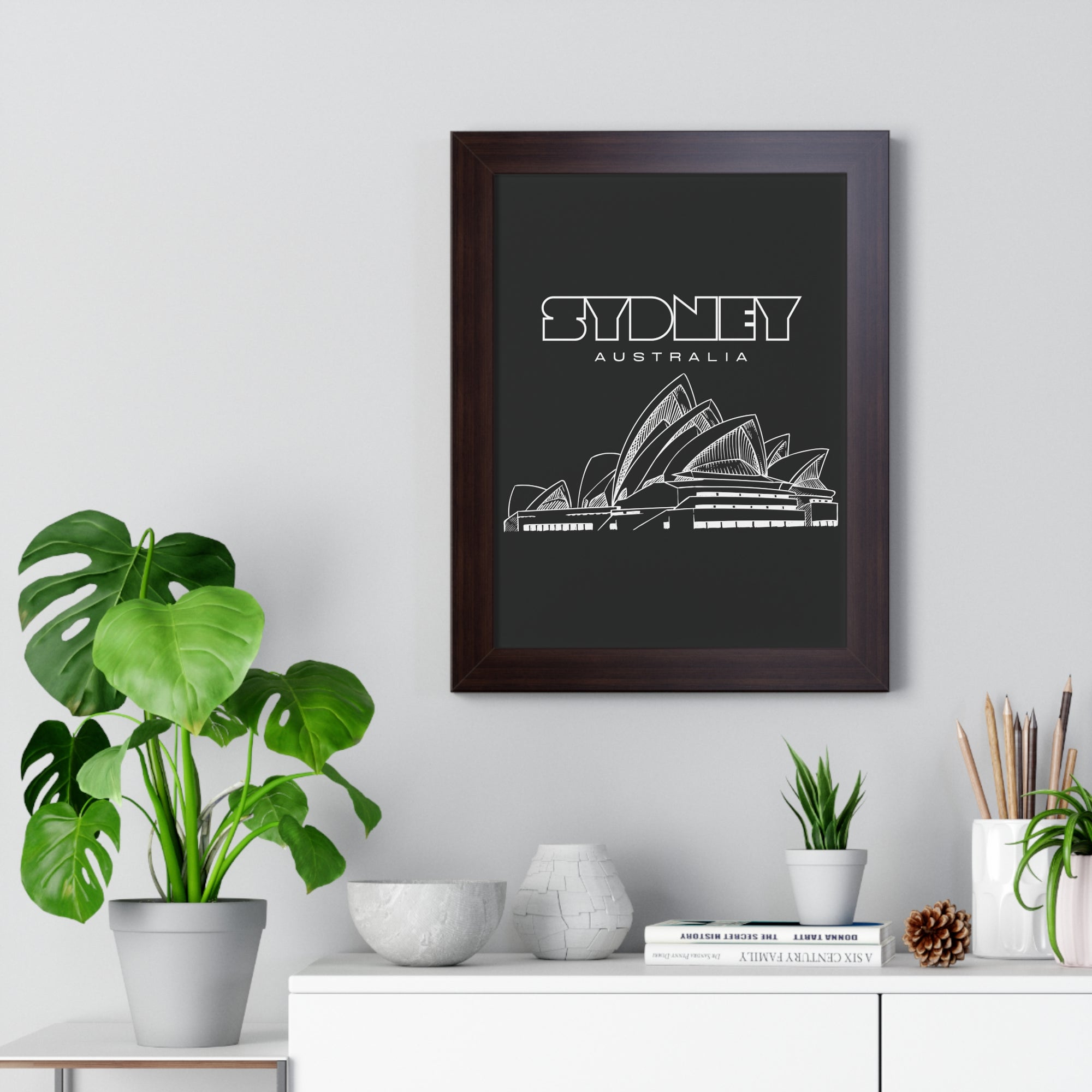 Aesthetic Sydney in Black - Framed Vertical Poster