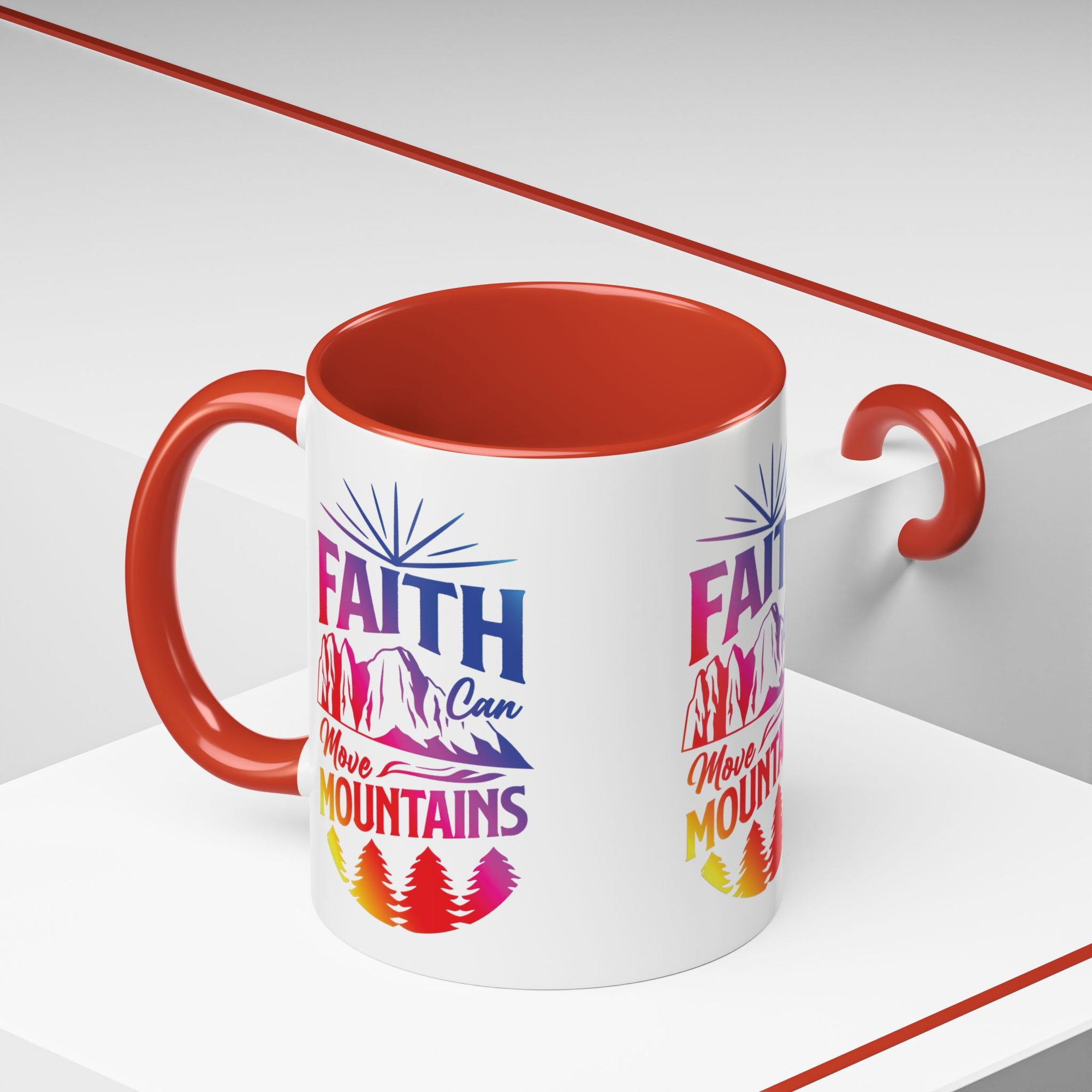 Faith Can Move Mountains Accent Coffee Mug - Inspirational Design
