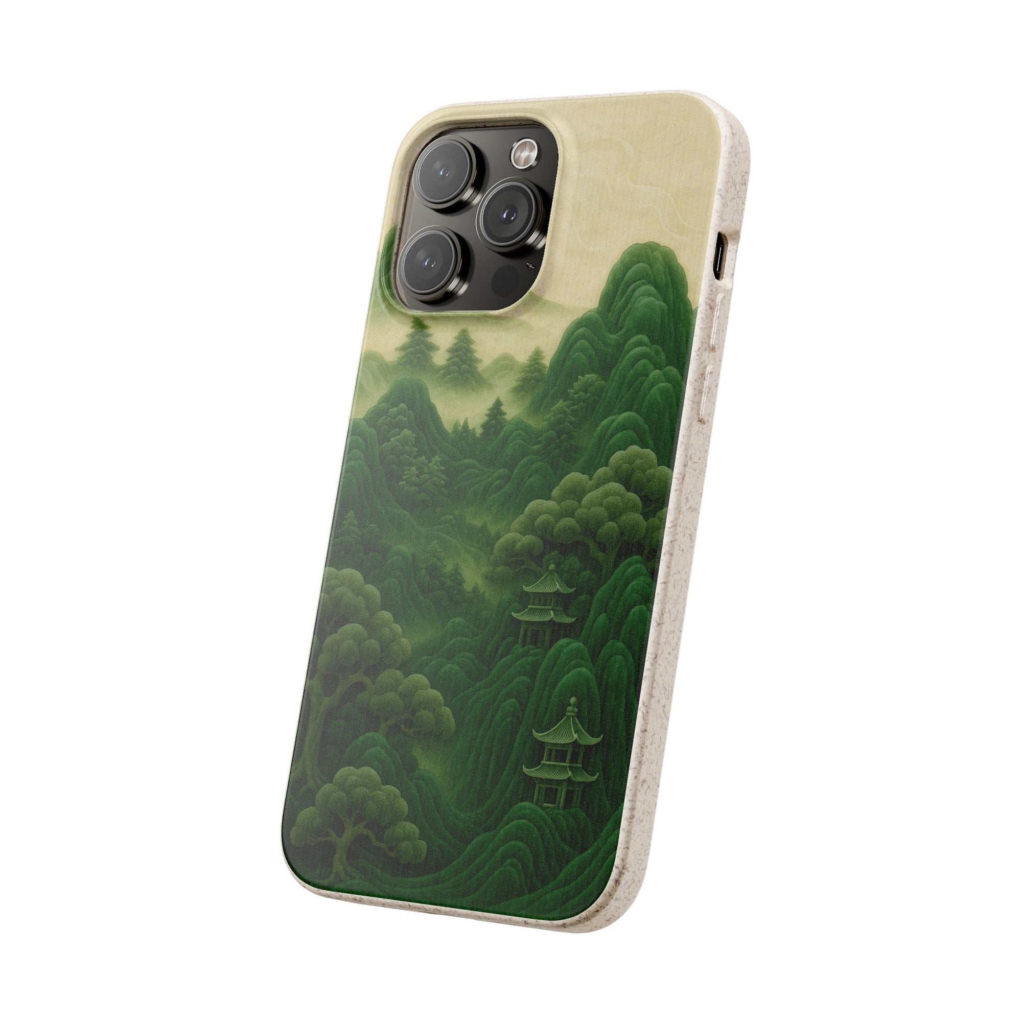 Eco-Friendly Biodegradable Phone Cases with Serene Mountain Landscape Design, Sustainable Gift, Nature Lover Accessory, Green Phone Cover,