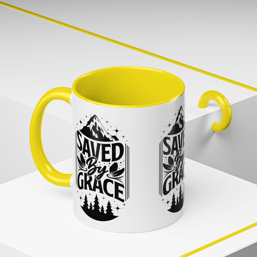 Saved by Grace Accent Coffee Mug - Inspirational Design