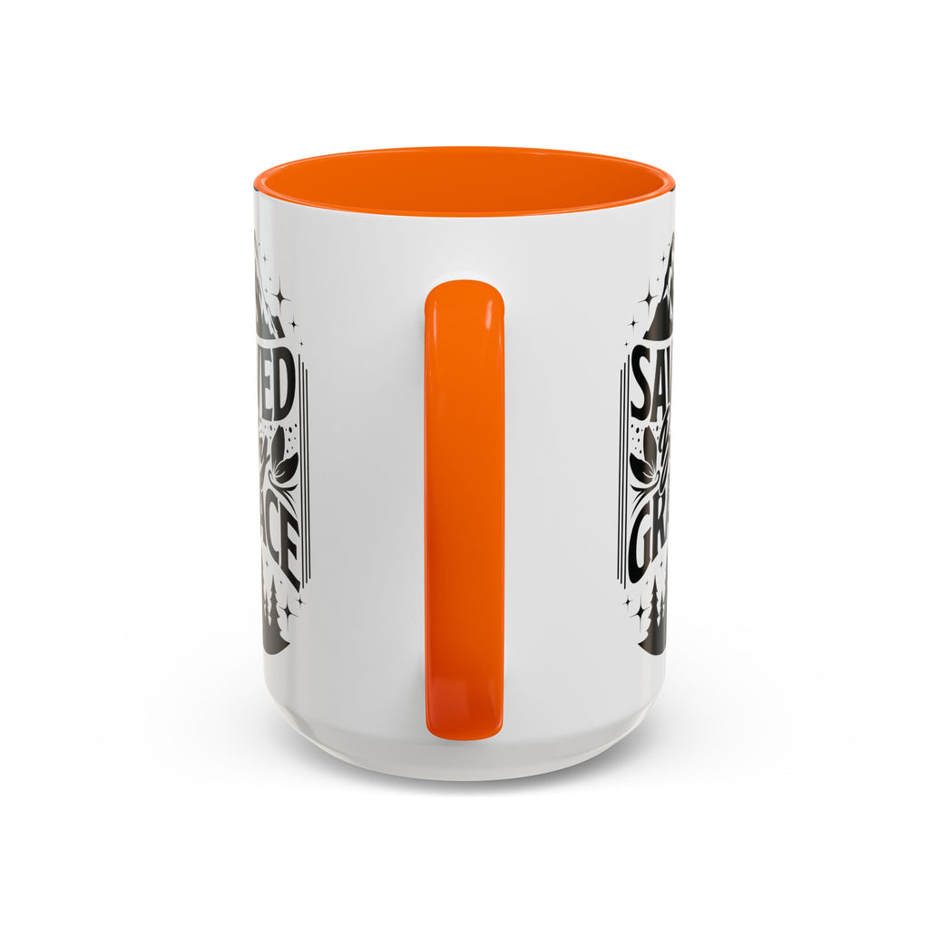 Saved by Grace Accent Coffee Mug - Inspirational Design