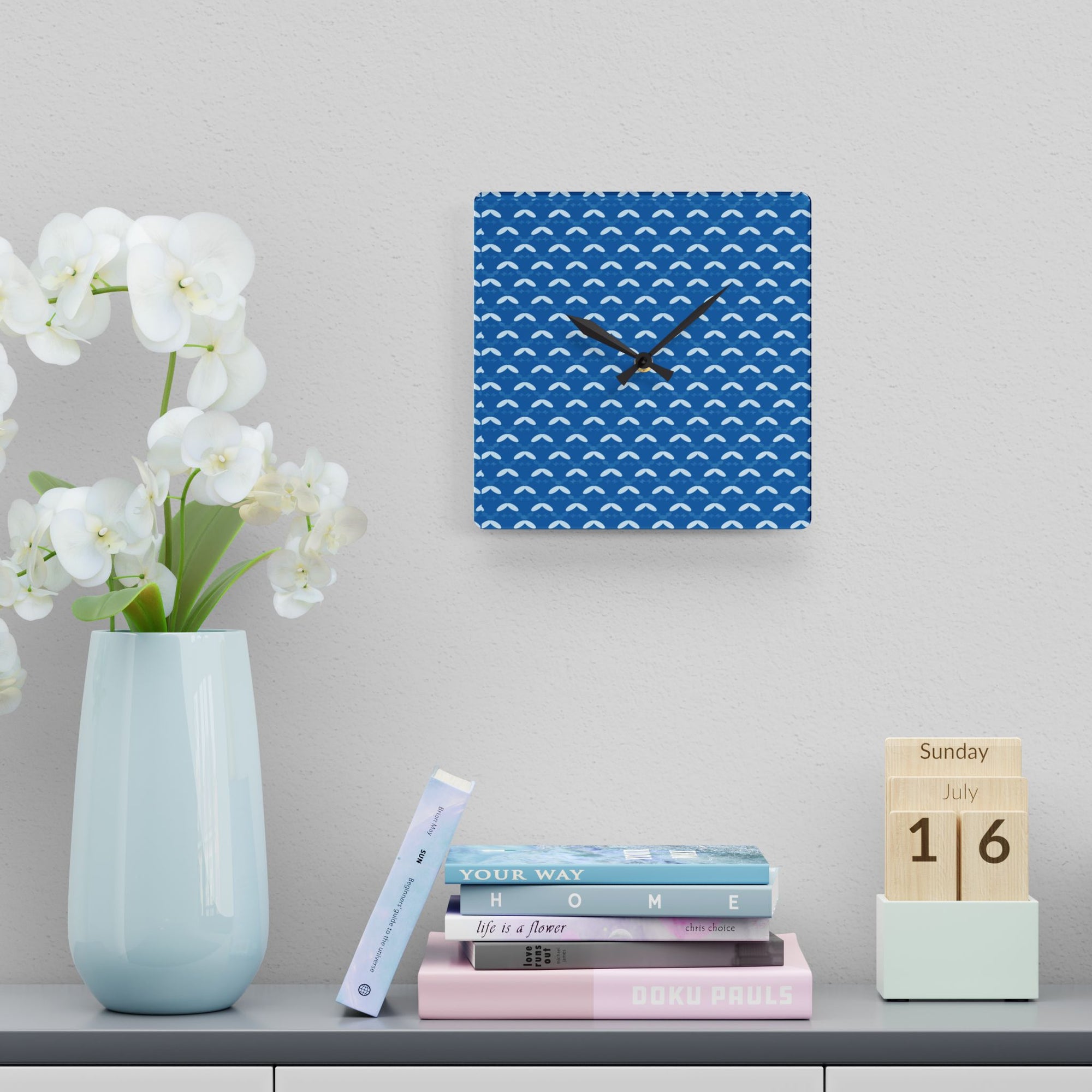Ocean Waves Acrylic Wall Clock - Modern Coastal Home Decor