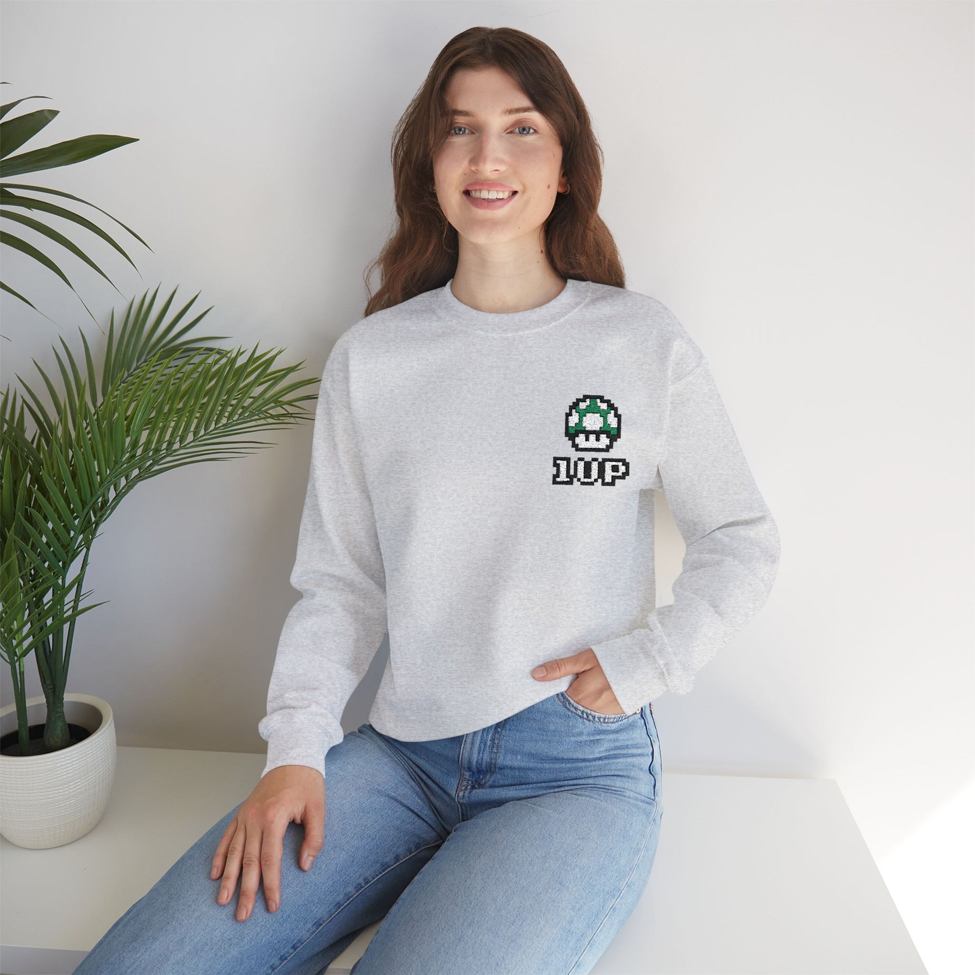 1UP Mushroom - Unisex Heavy Blend™ Crewneck Sweatshirt