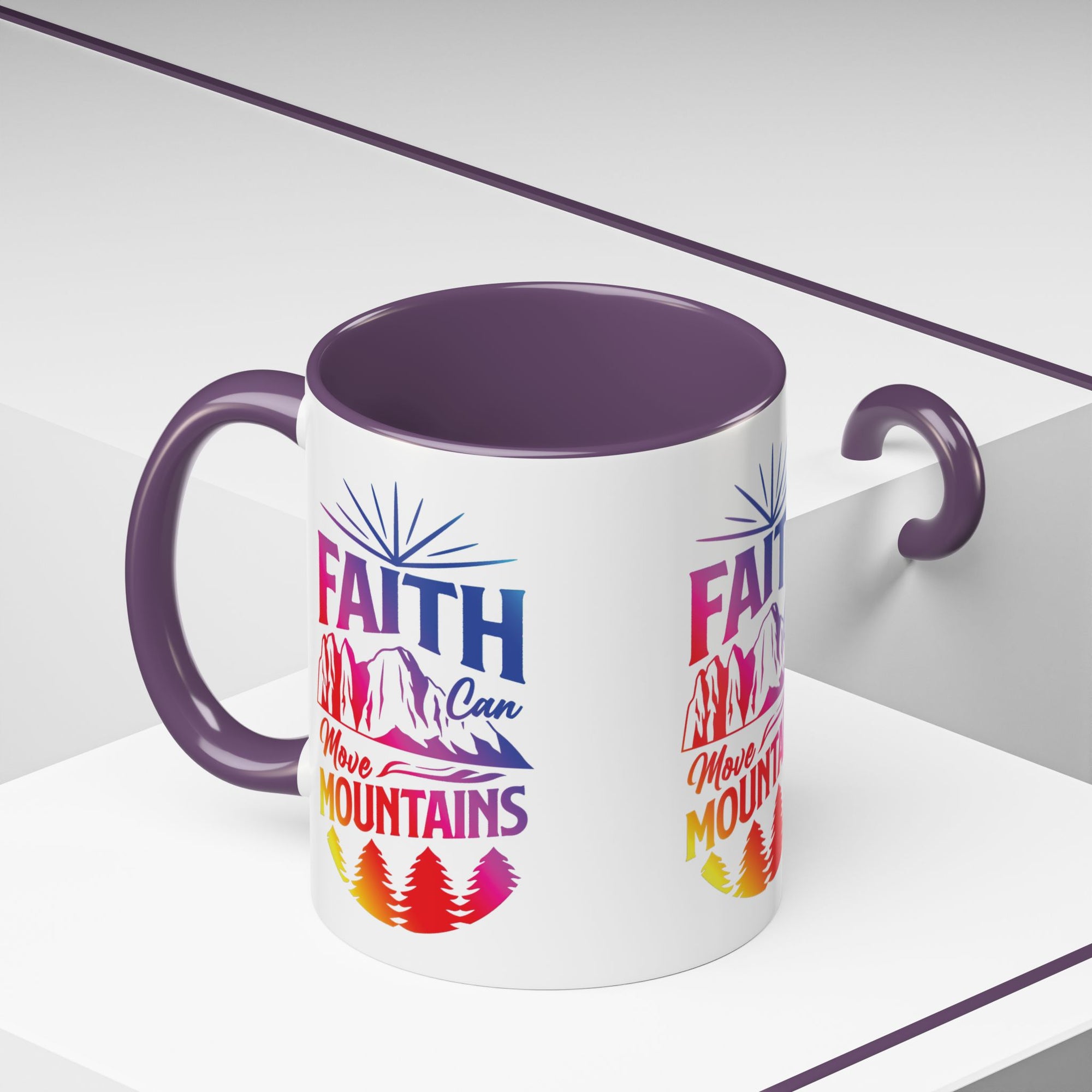 Faith Can Move Mountains Accent Coffee Mug - Inspirational Design