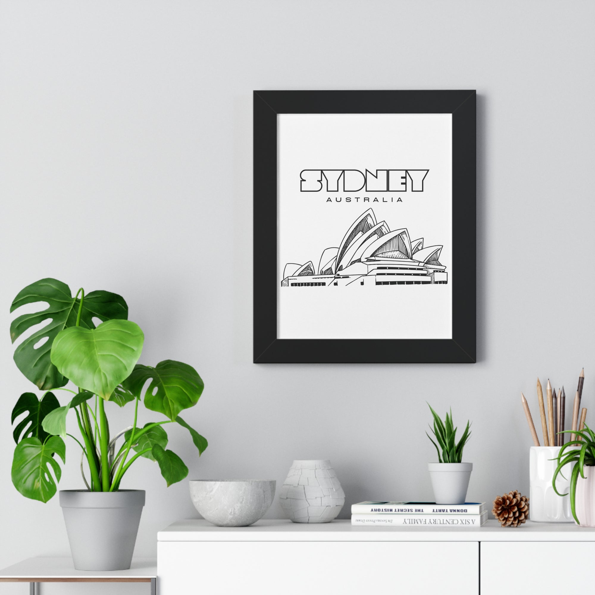 Aesthetic Sydney in White - Framed Vertical Poster