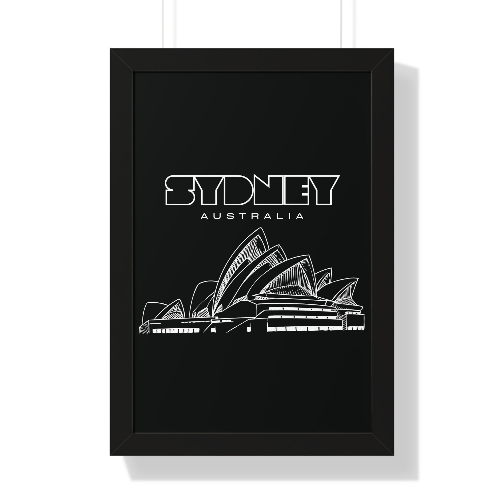 Aesthetic Sydney in Black - Framed Vertical Poster