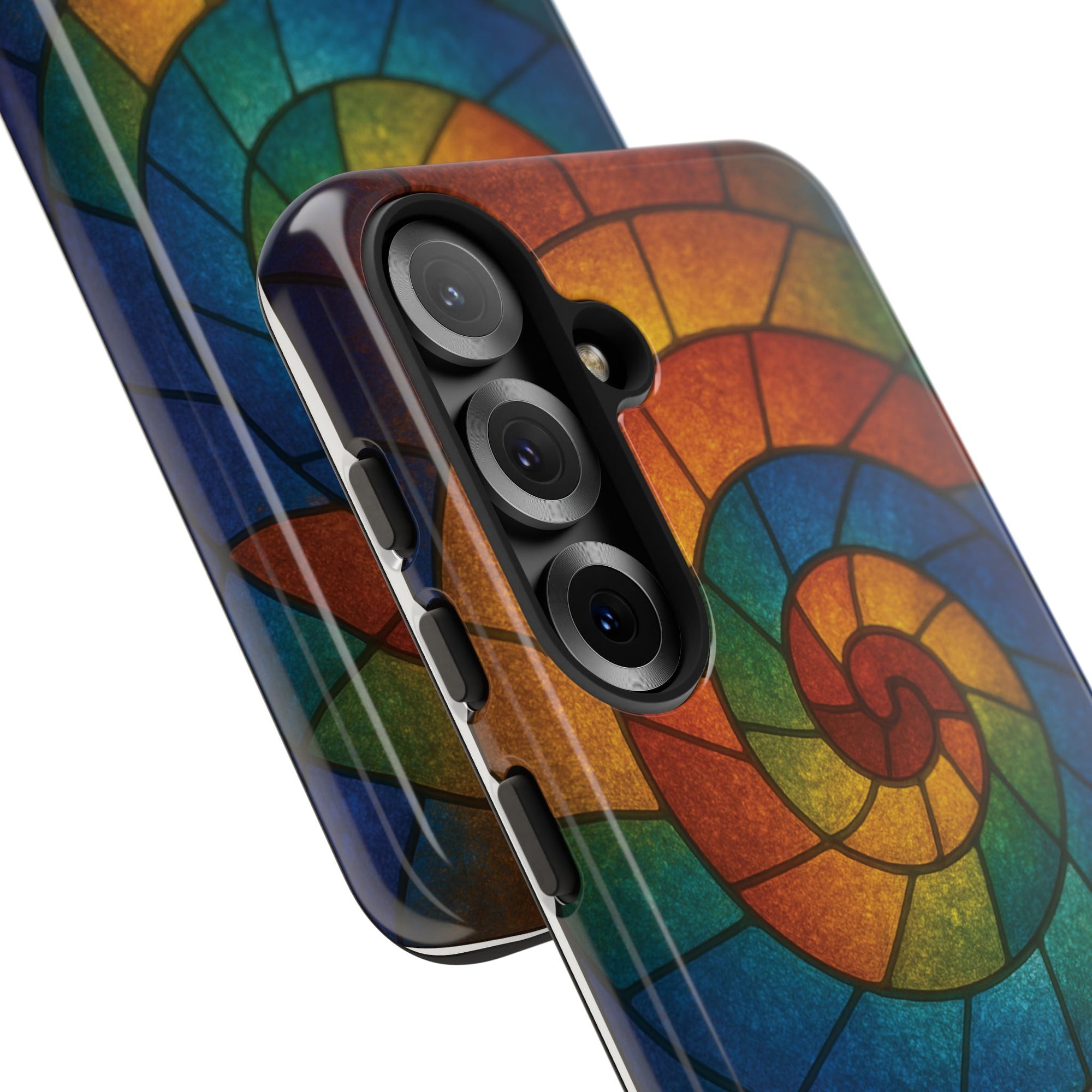 Stained Glass Spiral Colorful Phone Case, Vibrant Tough Phone Protector, Artistic Cell Phone Cover, Trendy Tech Accessories Samsung Galaxy S series and Apple iPhone series