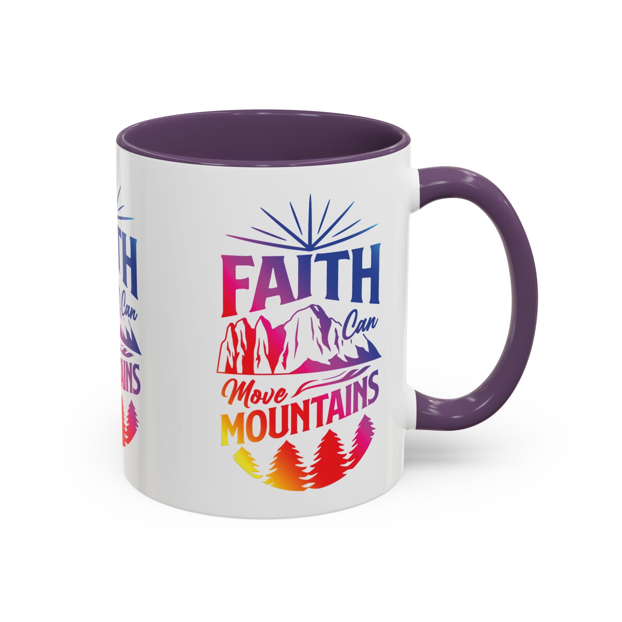 Faith Can Move Mountains Accent Coffee Mug - Inspirational Design