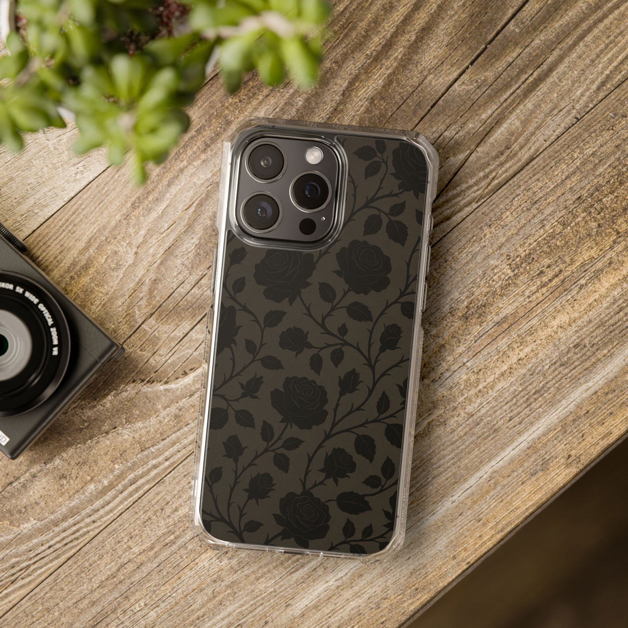 Floral Phone Case - Elegant Rose Design, Magnetic Clear Impact Case for iPhone, Stylish Phone Cover, Gifts for Her, Floral Lover