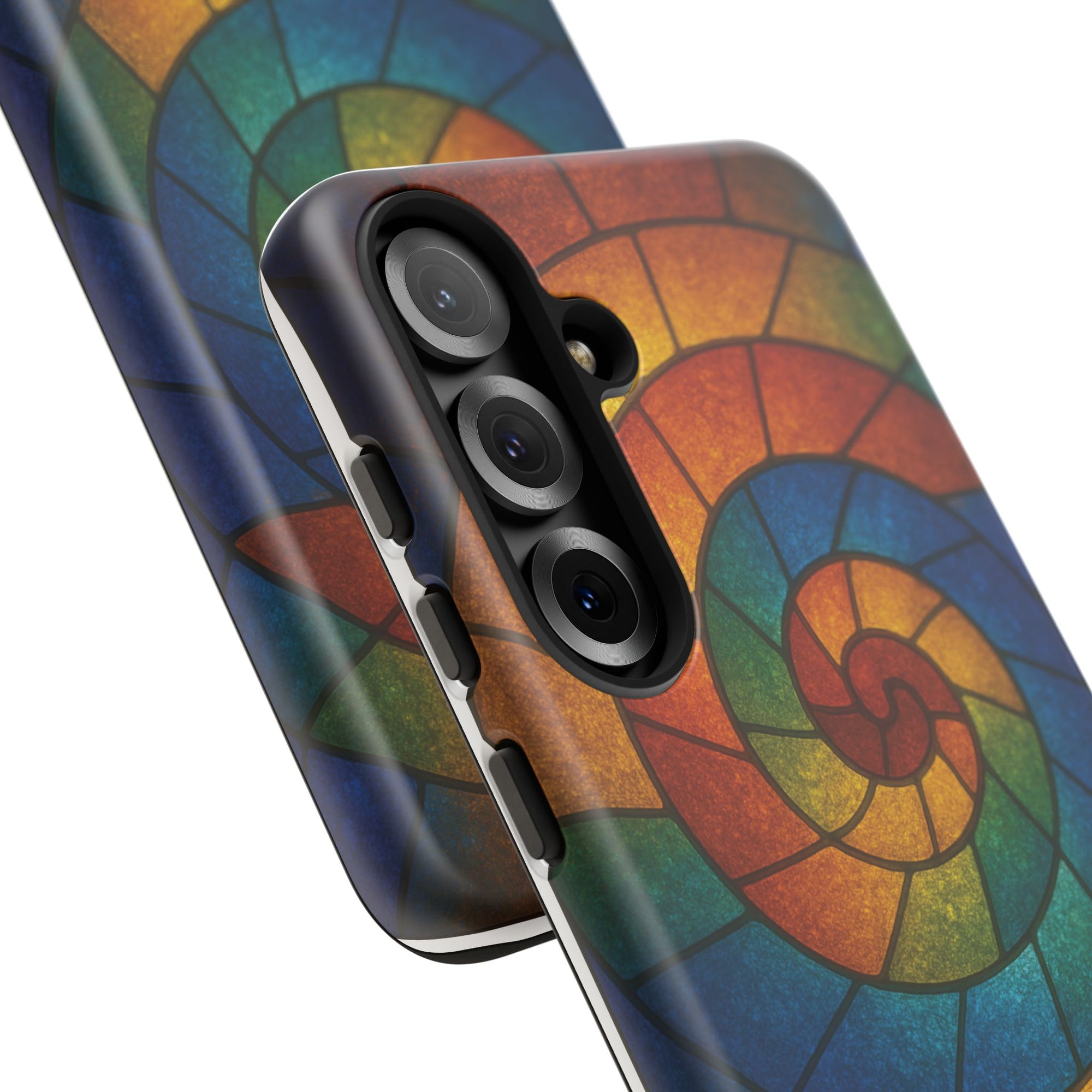 Stained Glass Spiral Colorful Phone Case, Vibrant Tough Phone Protector, Artistic Cell Phone Cover, Trendy Tech Accessories Samsung Galaxy S series and Apple iPhone series