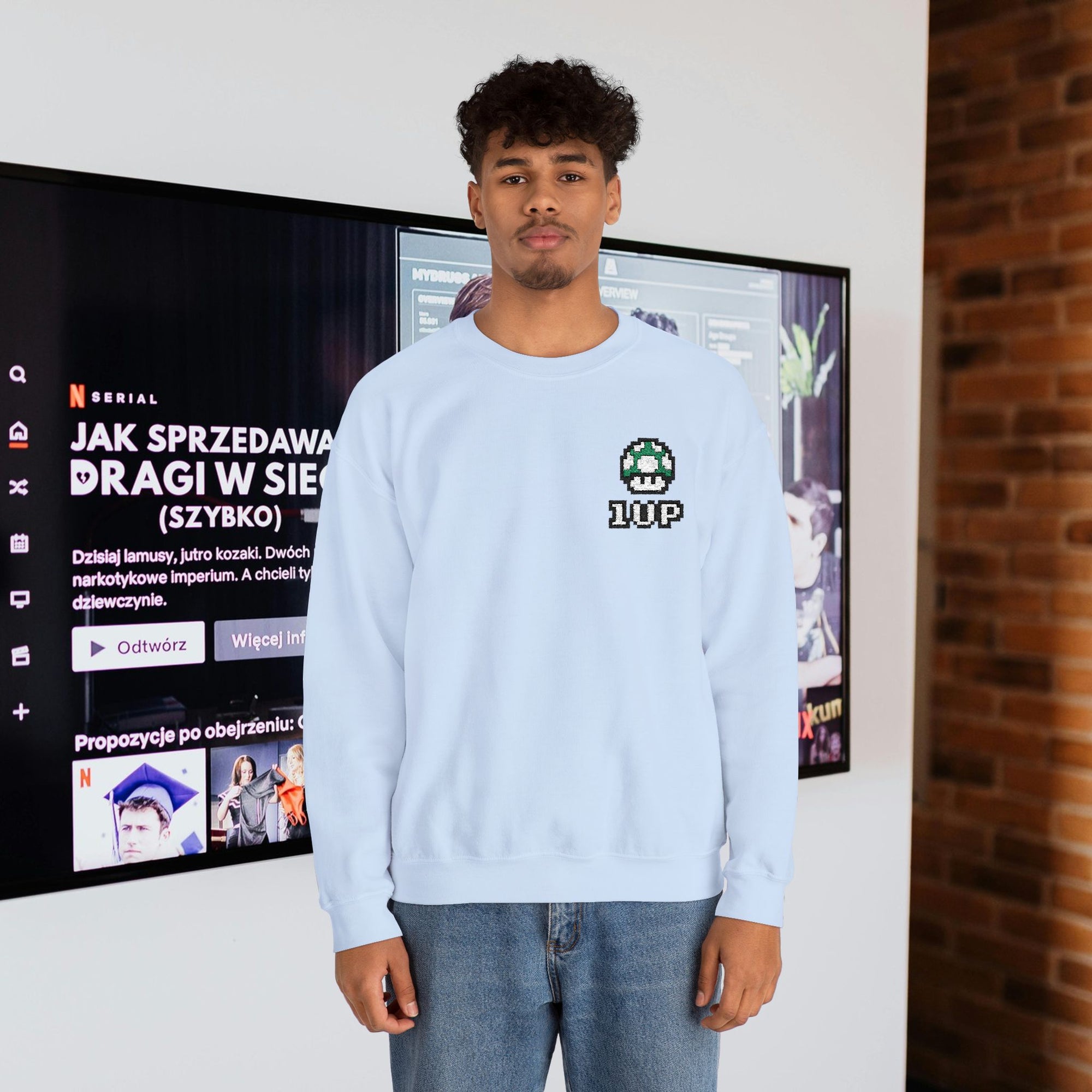 1UP Mushroom - Unisex Heavy Blend™ Crewneck Sweatshirt