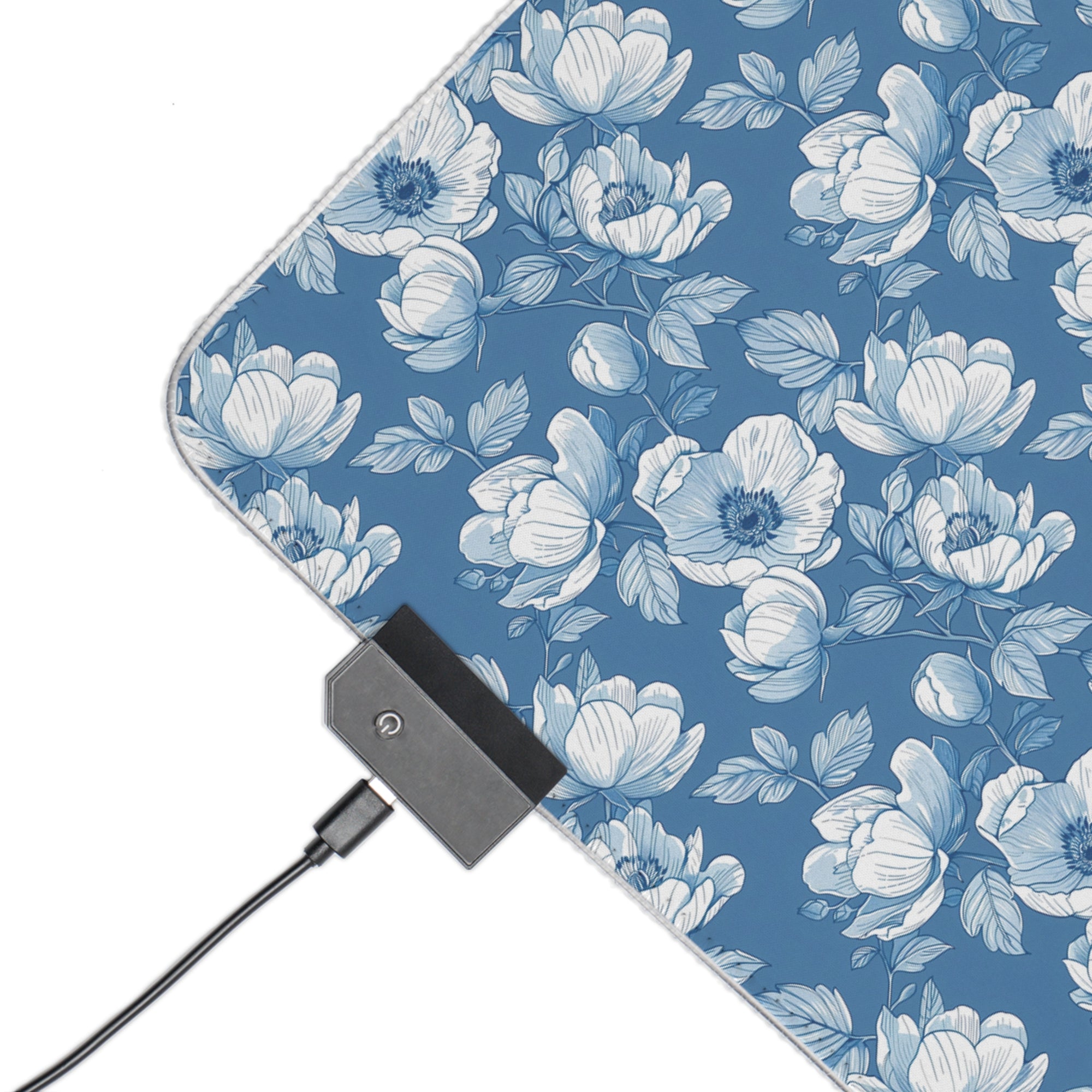 Floral LED Gaming Mouse Pad - Elegant Blue Design for Gamers