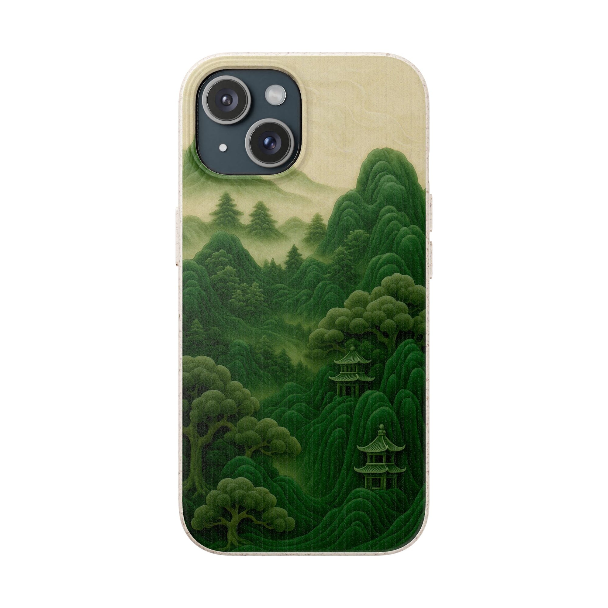 Eco-Friendly Biodegradable Phone Cases with Serene Mountain Landscape Design, Sustainable Gift, Nature Lover Accessory, Green Phone Cover,