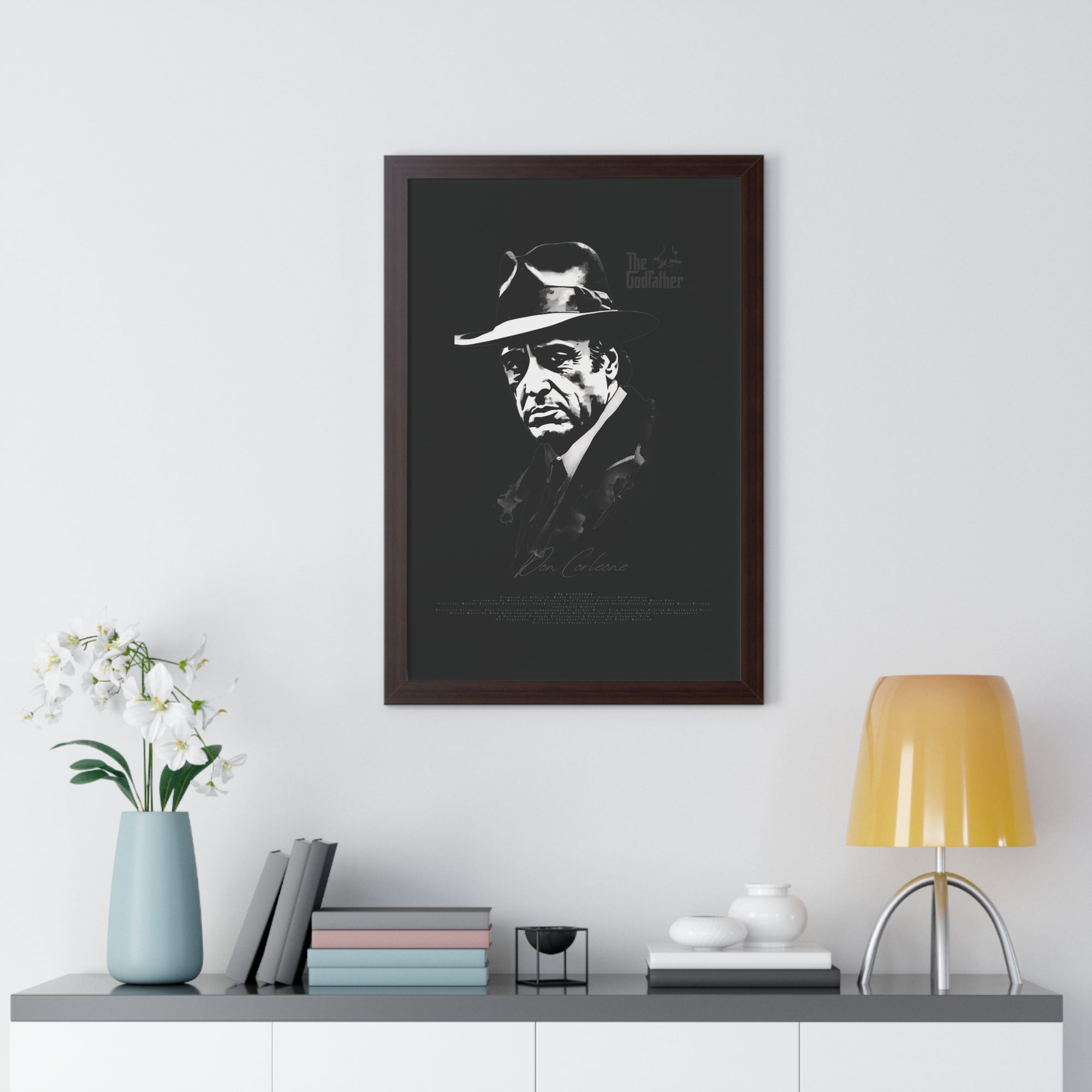 Don Corleone in Black - Framed Vertical Poster