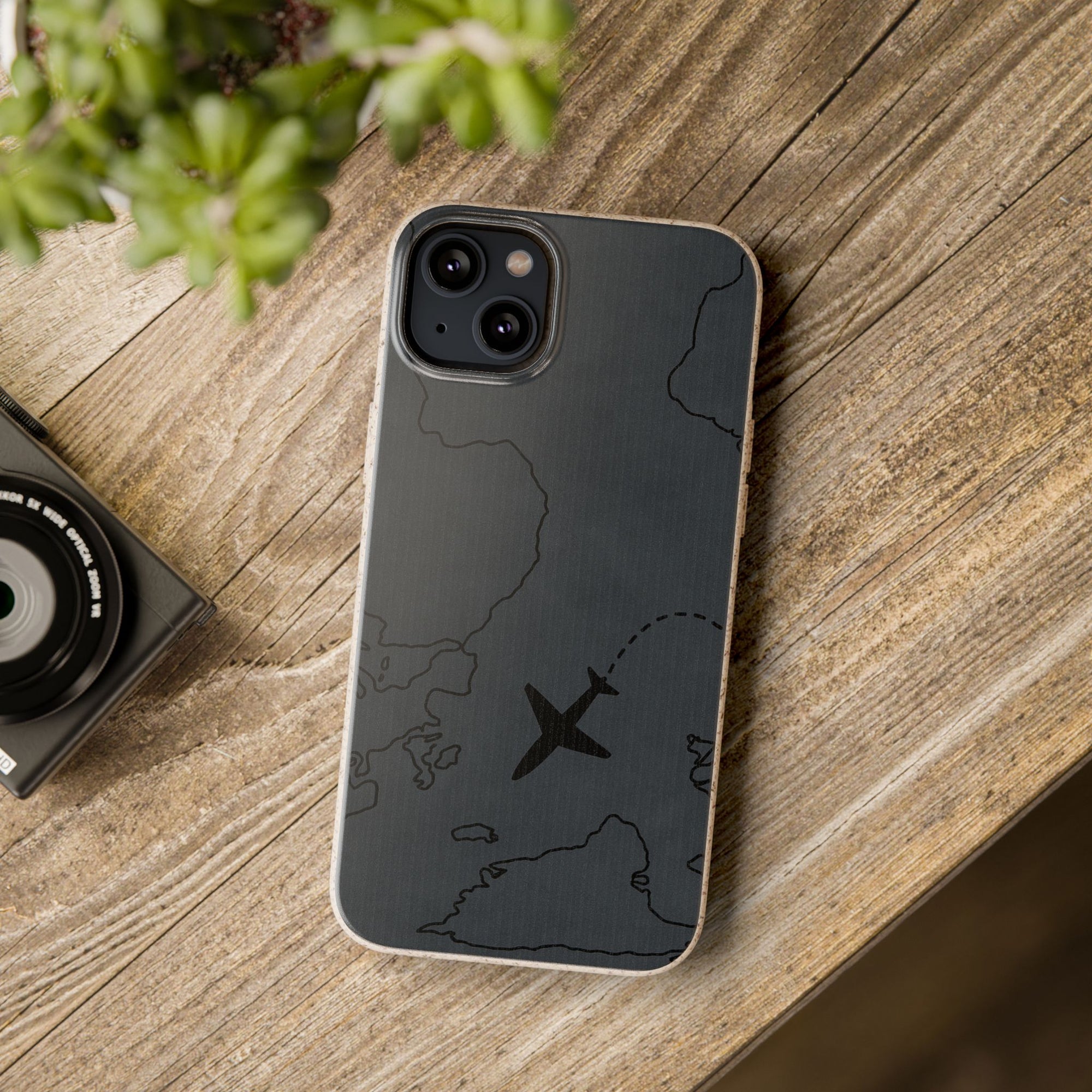 Airplane Map Biodegradable Phone Case, Eco-Friendly Phone Cover, Travel Gift, Sustainable Accessory, Nature Lover Gift