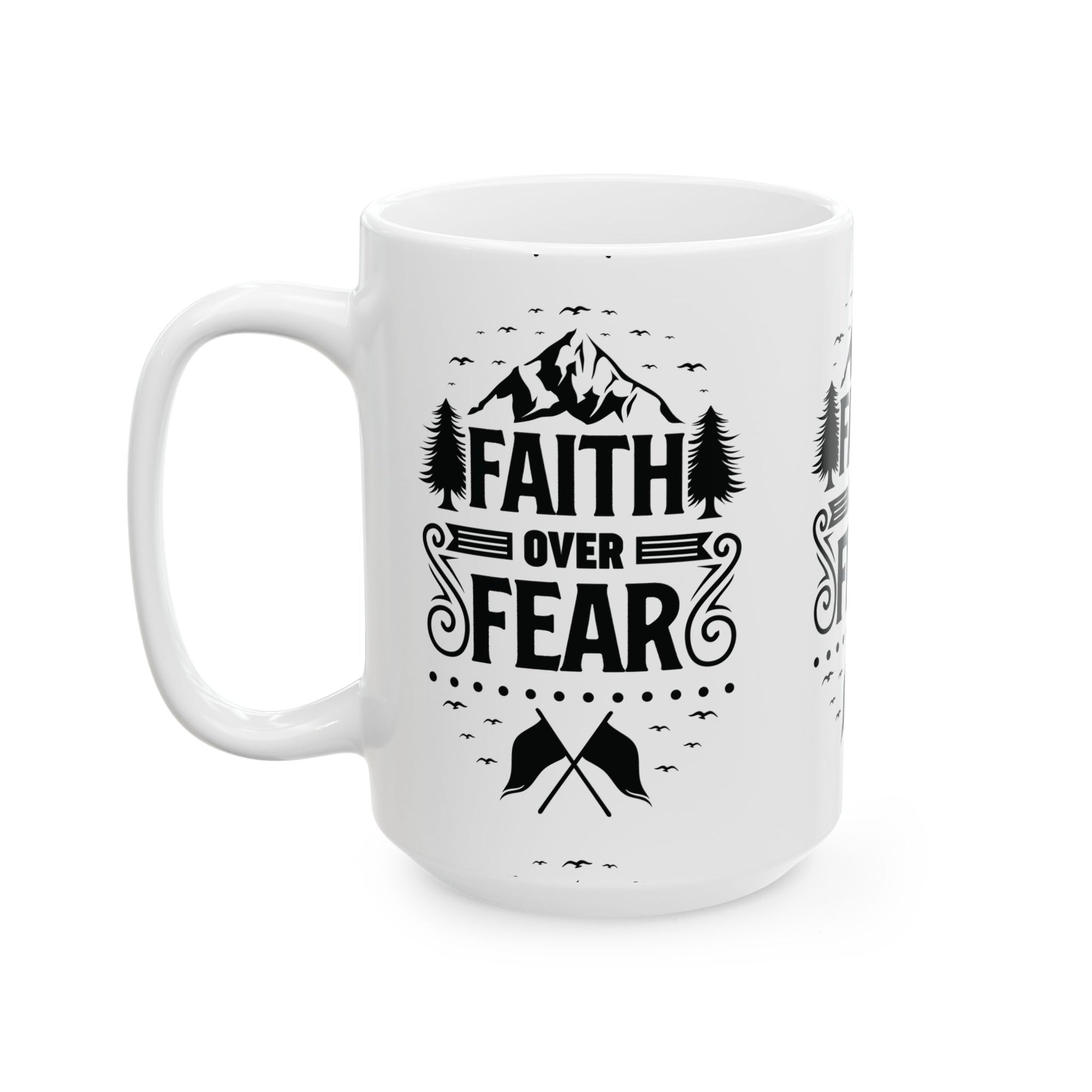 Inspirational Ceramic Mug - "Faith over Fear" - Perfect for Daily Motivation & Gift Giving