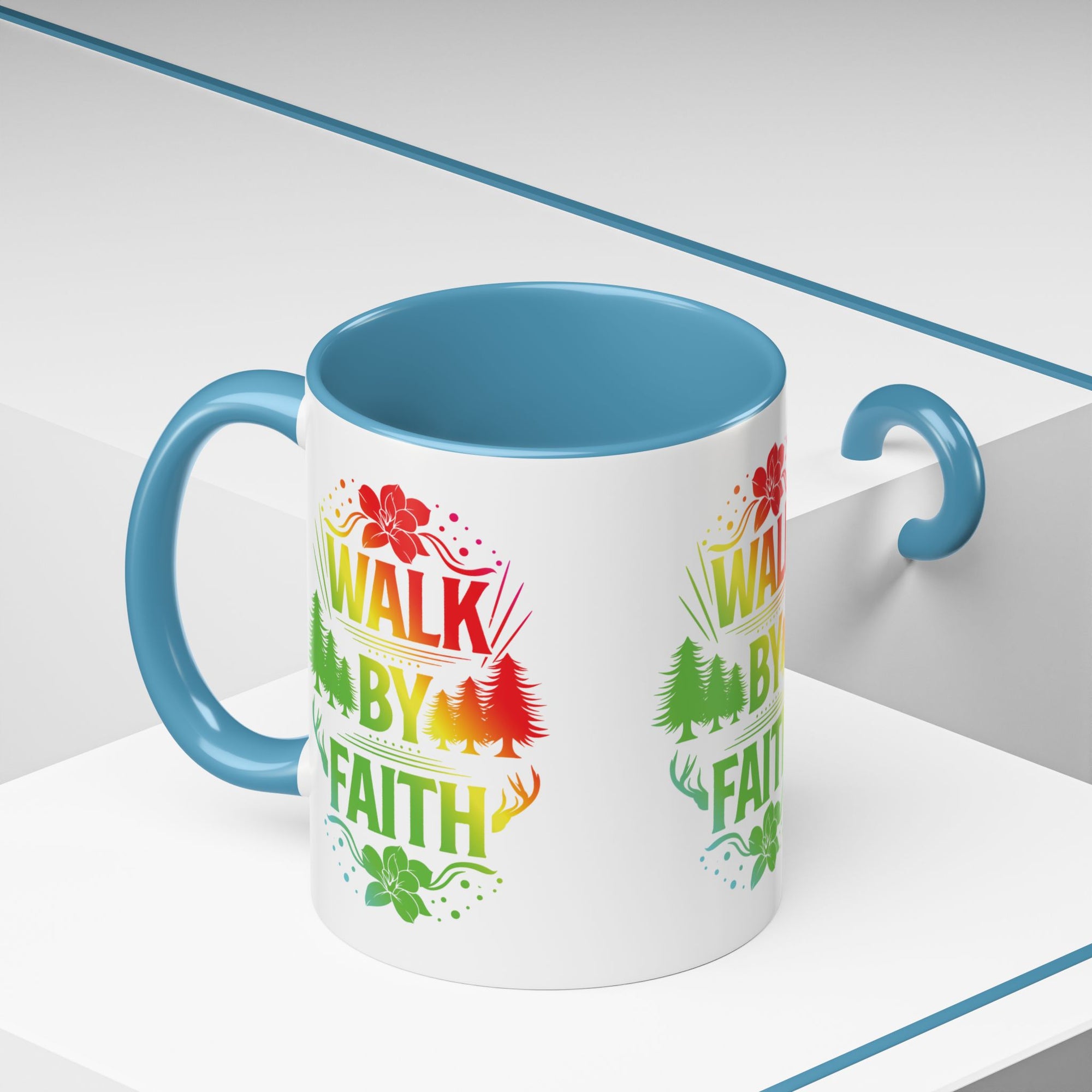 Walk by Faith Accent Coffee Mug - Inspirational Design