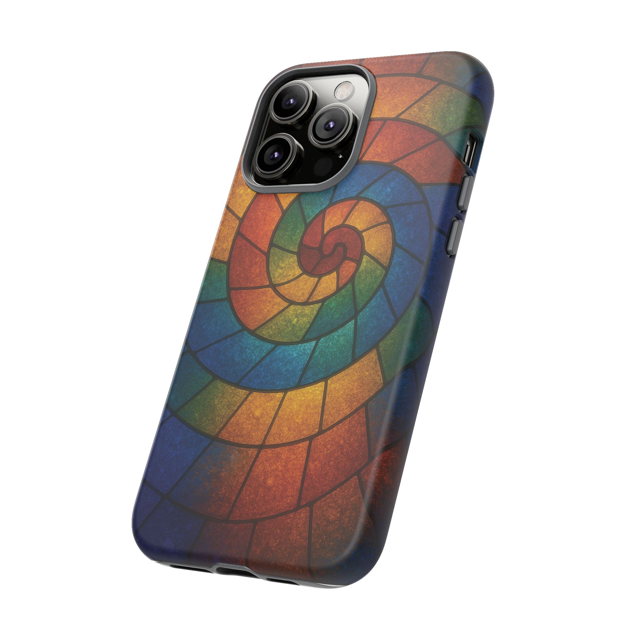 Stained Glass Spiral Colorful Phone Case, Vibrant Tough Phone Protector, Artistic Cell Phone Cover, Trendy Tech Accessories Samsung Galaxy S series and Apple iPhone series
