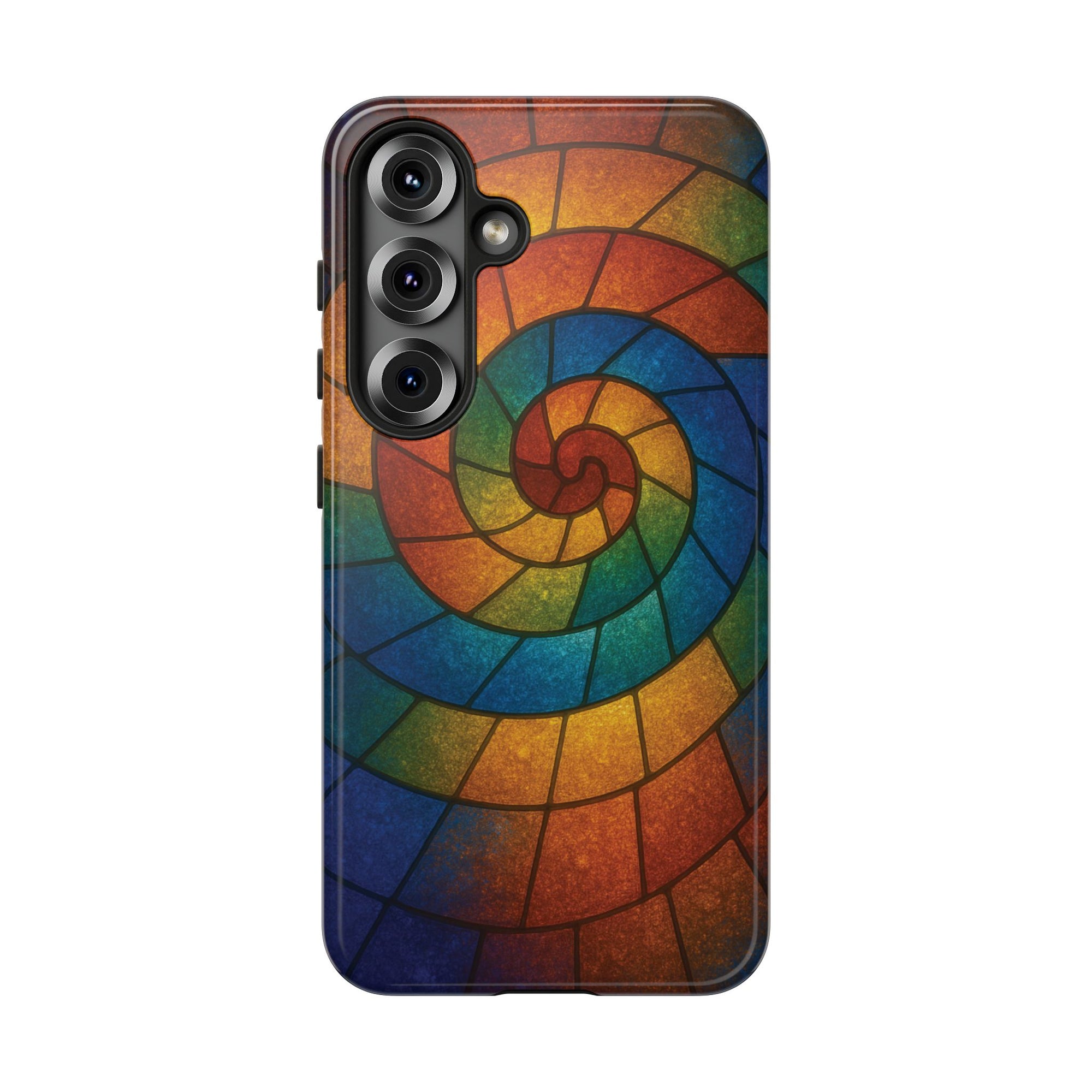 Stained Glass Spiral Colorful Phone Case, Vibrant Tough Phone Protector, Artistic Cell Phone Cover, Trendy Tech Accessories Samsung Galaxy S series and Apple iPhone series