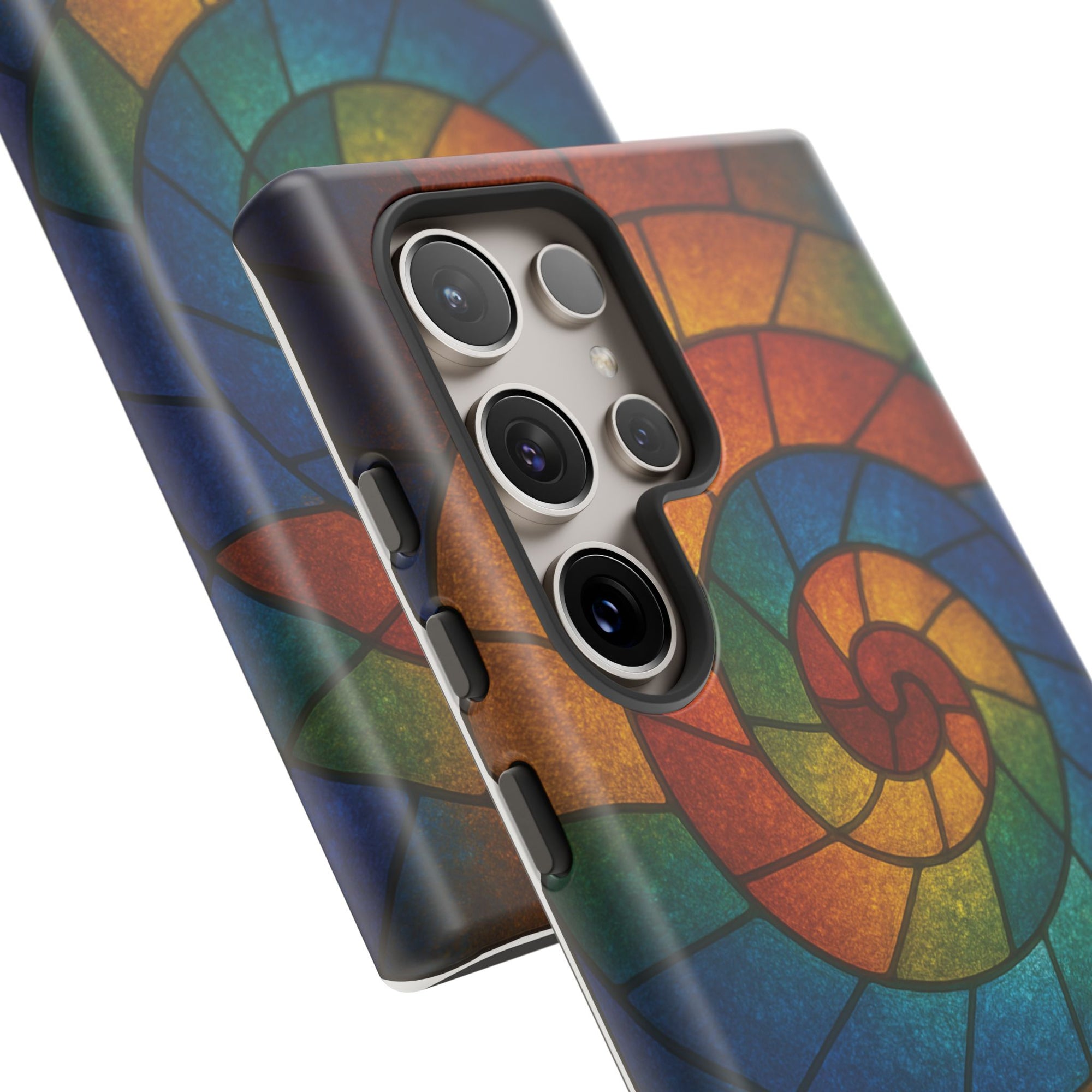 Stained Glass Spiral Colorful Phone Case, Vibrant Tough Phone Protector, Artistic Cell Phone Cover, Trendy Tech Accessories Samsung Galaxy S series and Apple iPhone series