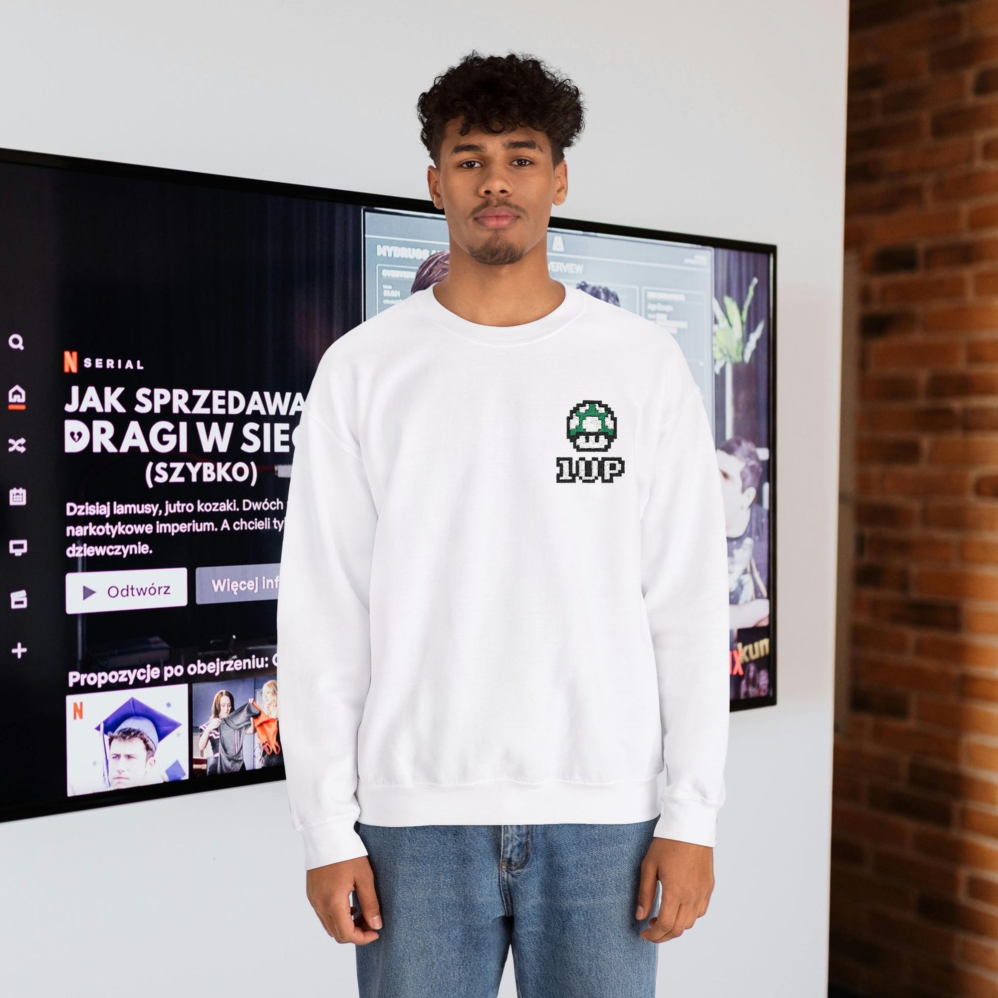 1UP Mushroom - Unisex Heavy Blend™ Crewneck Sweatshirt