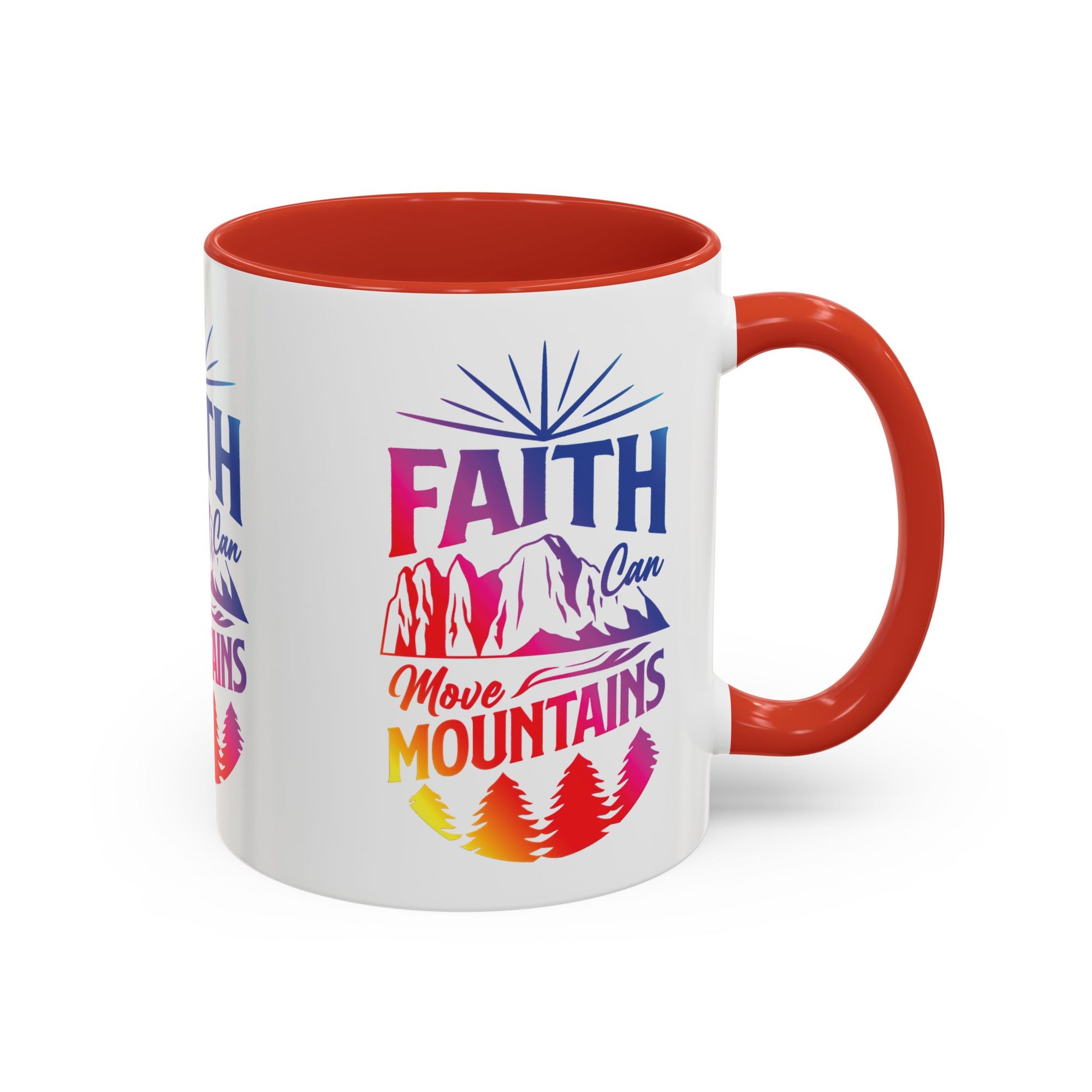 Faith Can Move Mountains Accent Coffee Mug - Inspirational Design