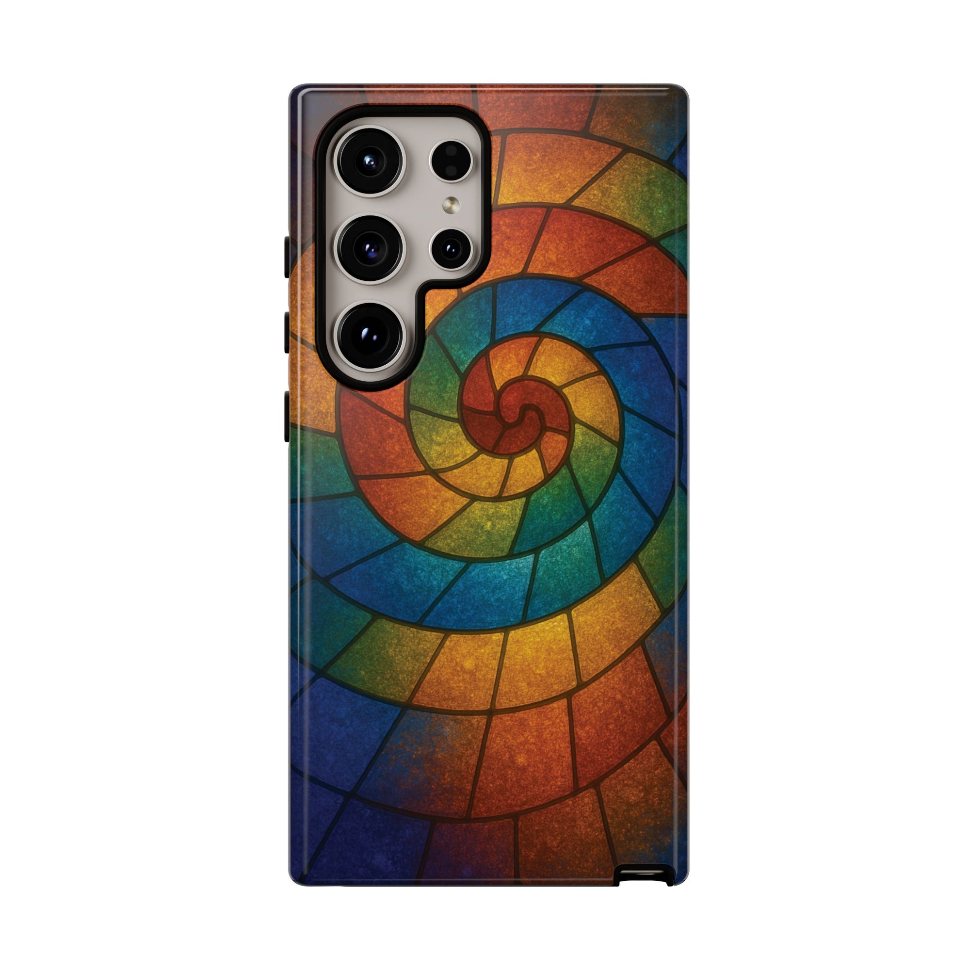 Stained Glass Spiral Colorful Phone Case, Vibrant Tough Phone Protector, Artistic Cell Phone Cover, Trendy Tech Accessories Samsung Galaxy S series and Apple iPhone series
