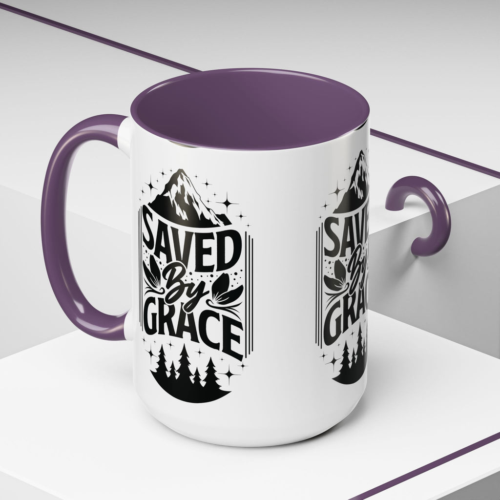 Saved by Grace Accent Coffee Mug - Inspirational Design