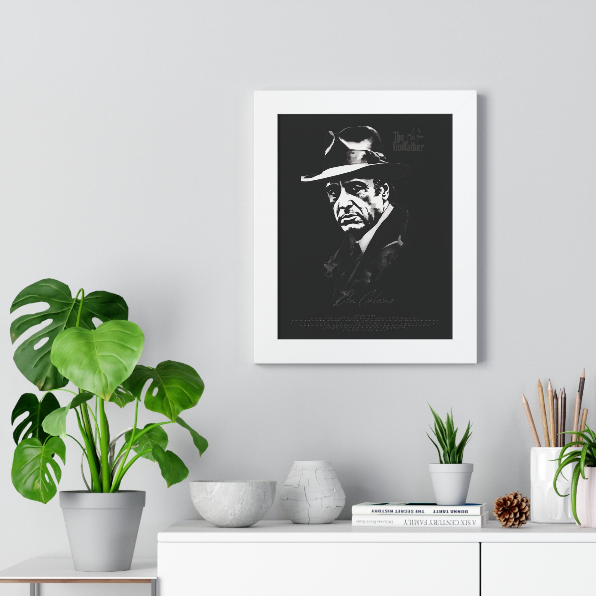 Don Corleone in Black - Framed Vertical Poster